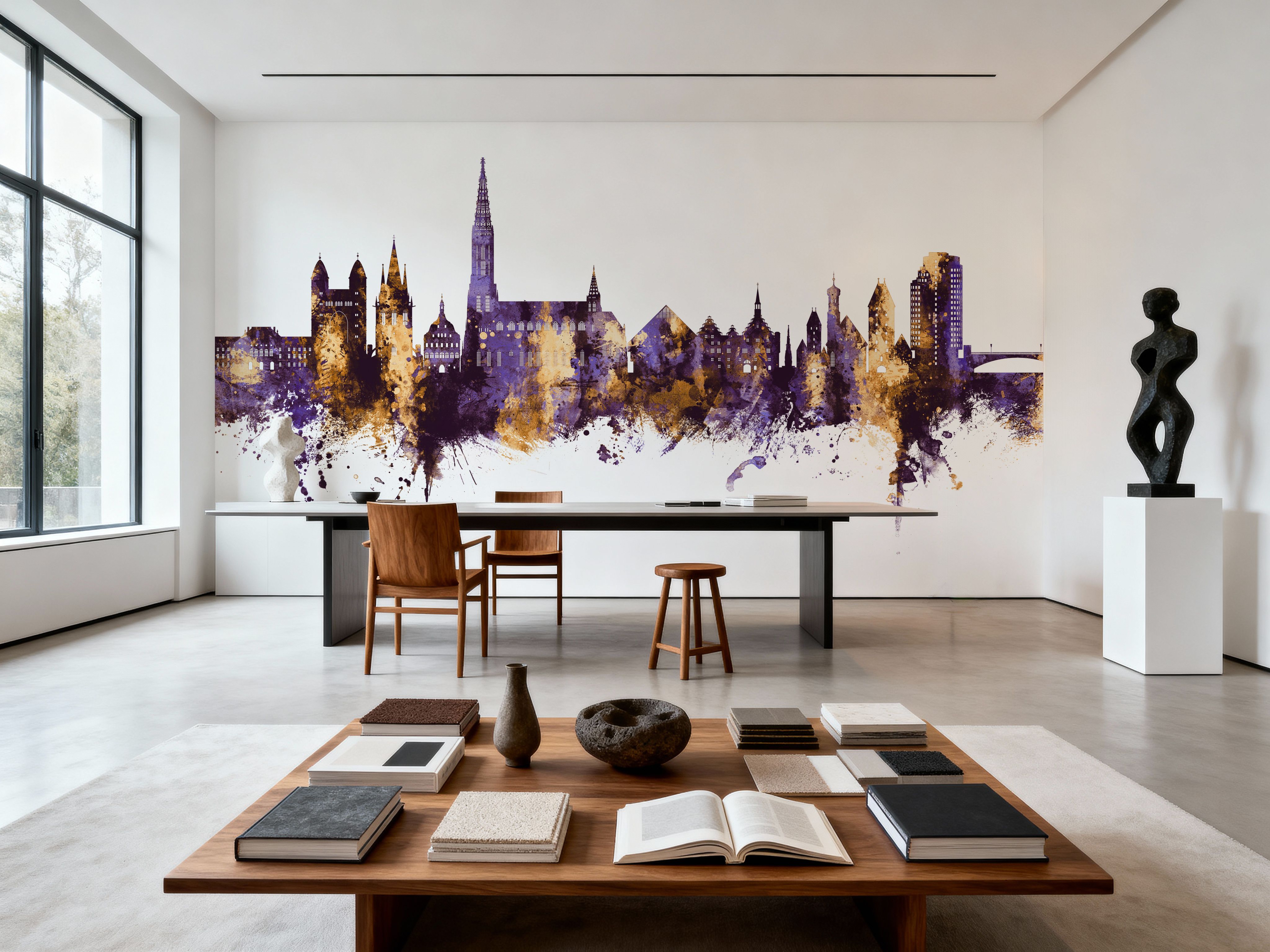 Ulm Germany Skyline Purple & Gold