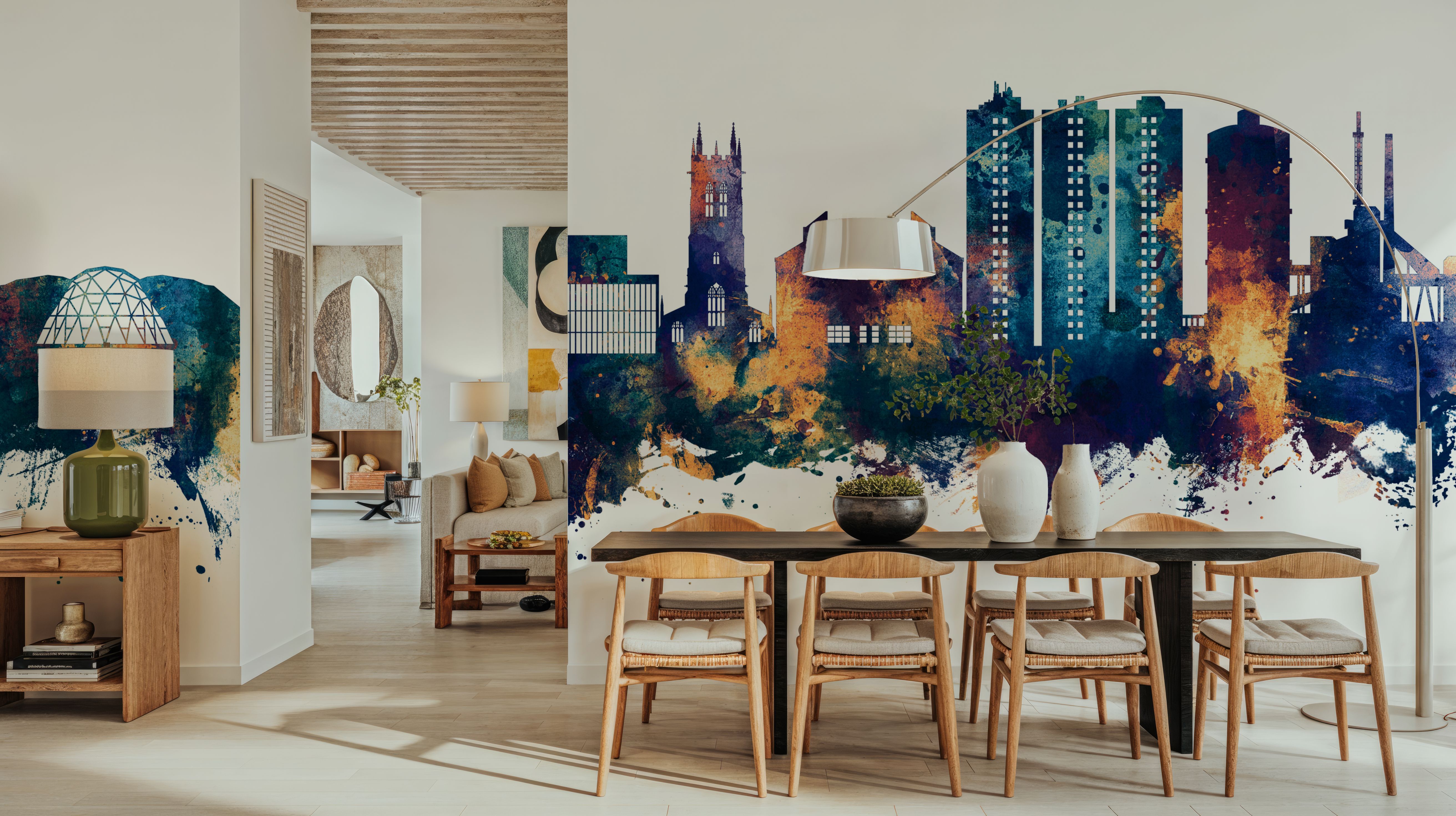 Scunthorpe England Skyline Blue & Bronze, Tapet