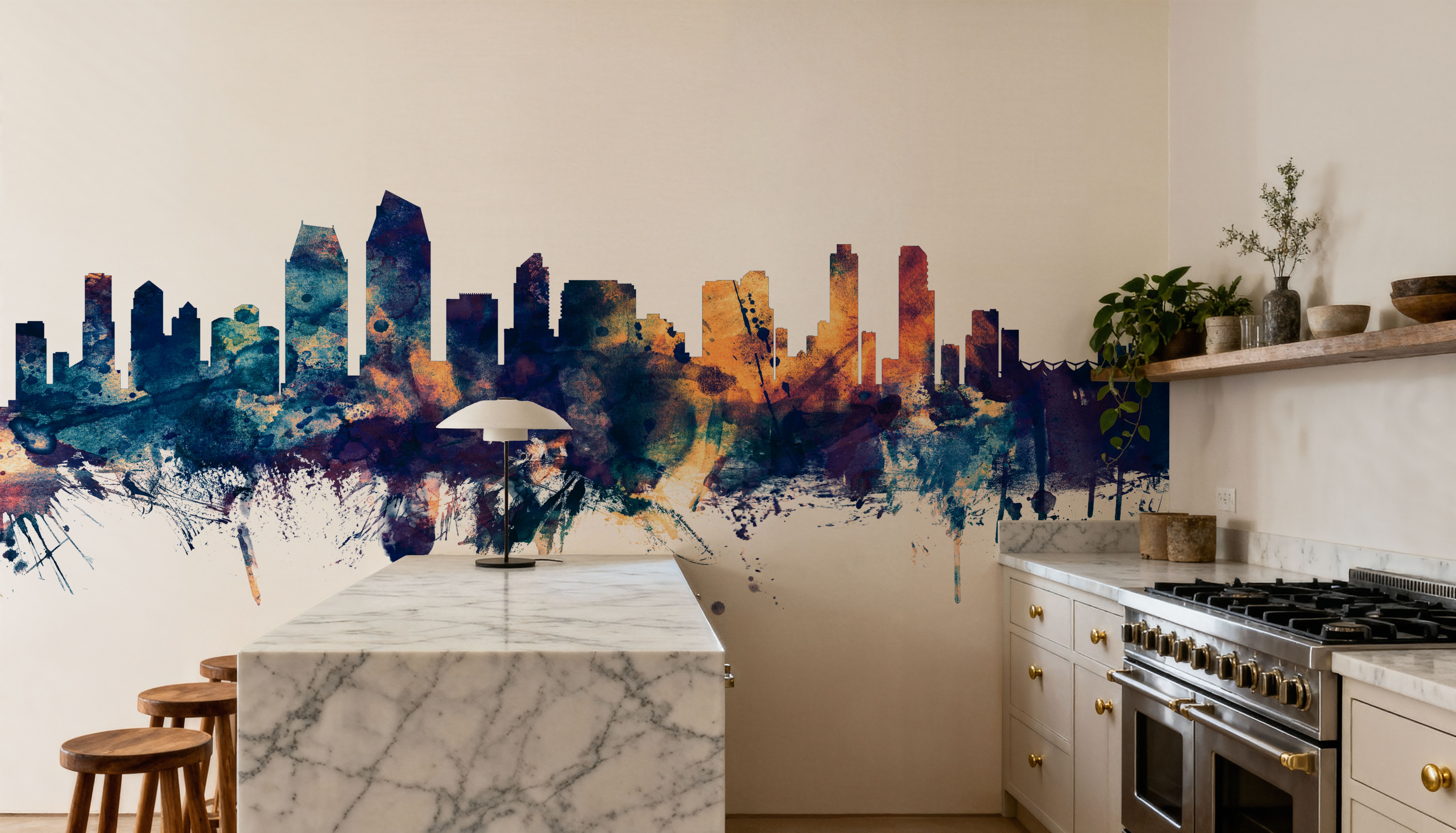 San Diego California Skyline Blue & Bronze