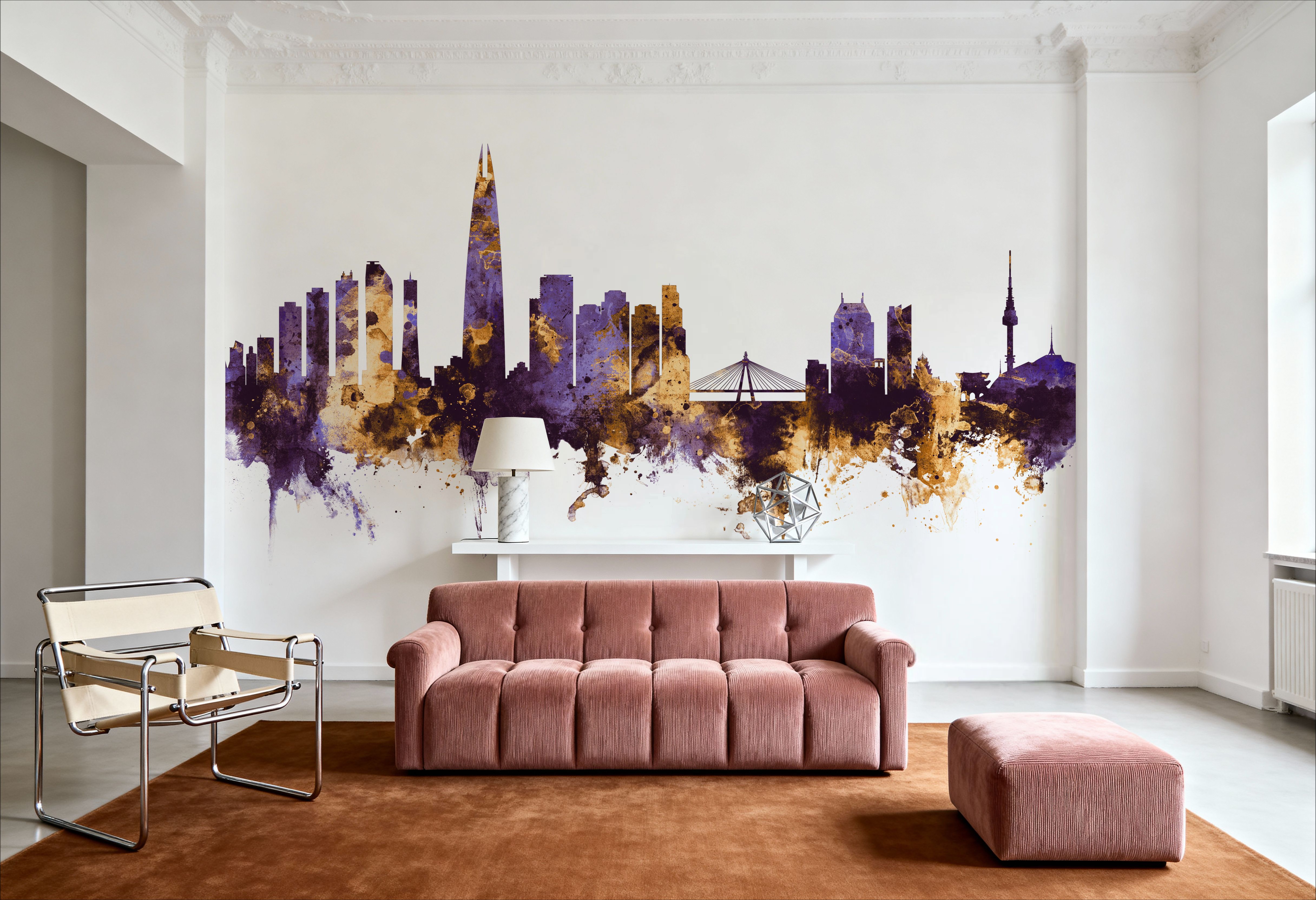 Seoul Skyline Purple & Gold