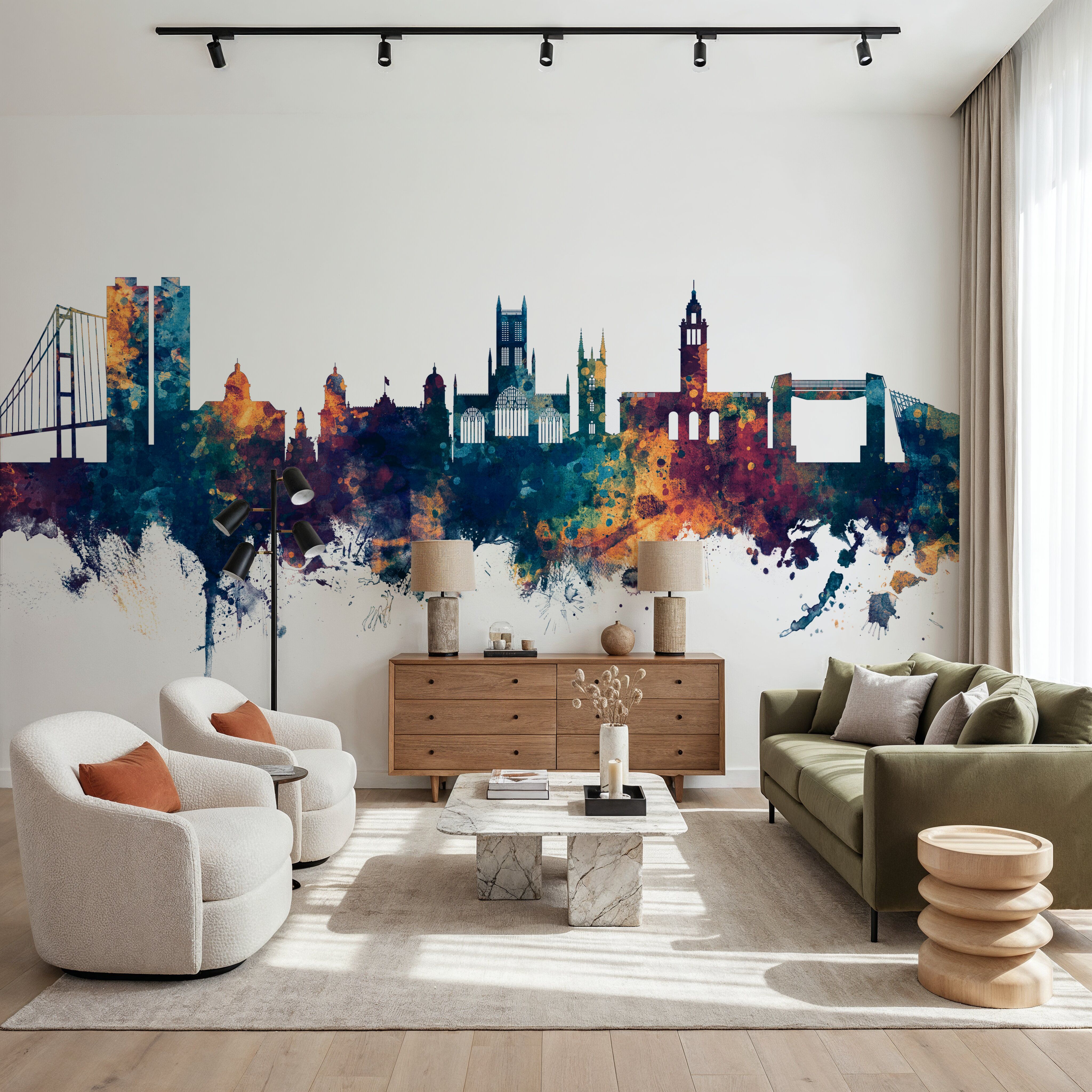 Kingston upon Hull England Skyline Blue & Bronze