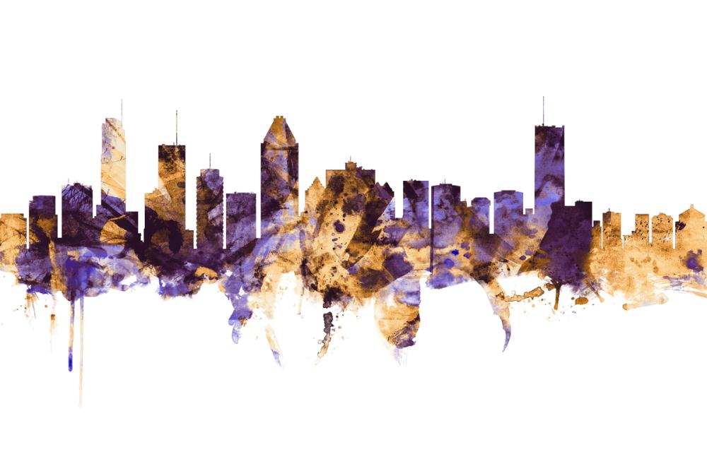 Montreal Canada Skyline Purple & Gold