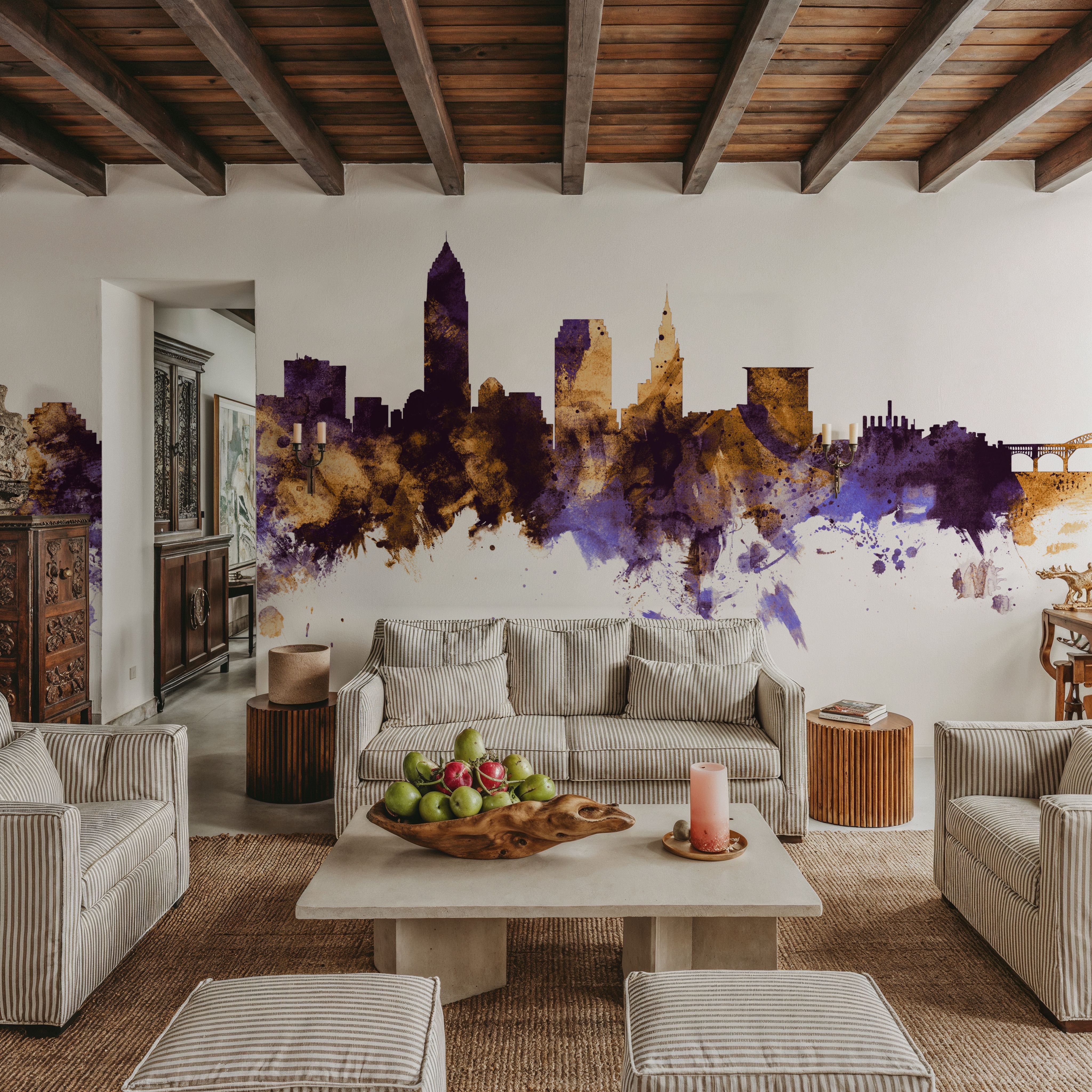 Cleveland Ohio Skyline Purple & Gold