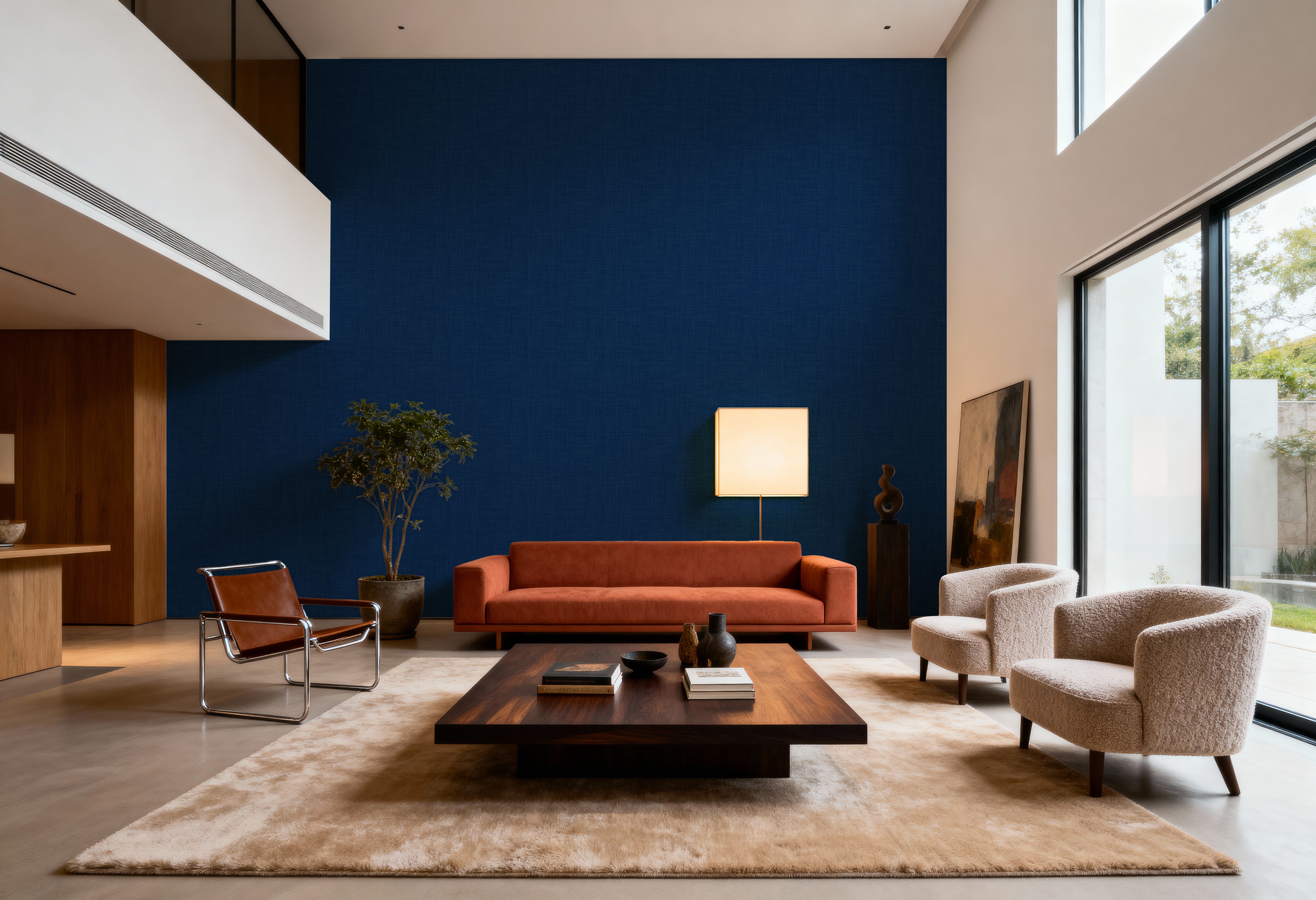 Mottled Linen Effect, Indigo Denim