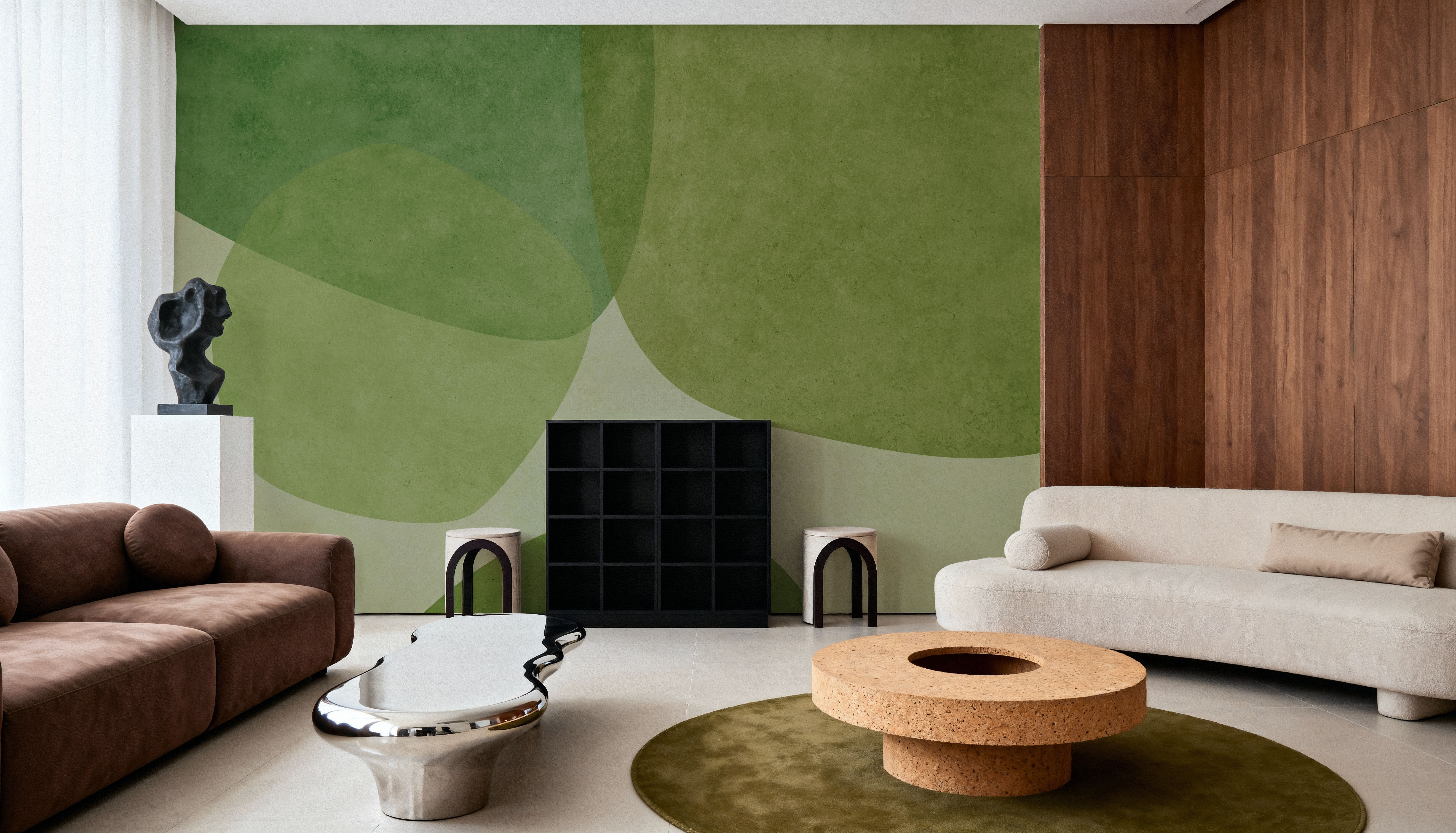 Embracing Shapes, Dill Green, Wallpaper