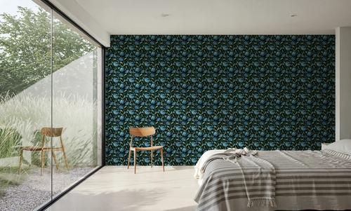 Indial Floral, Teal on Midnight