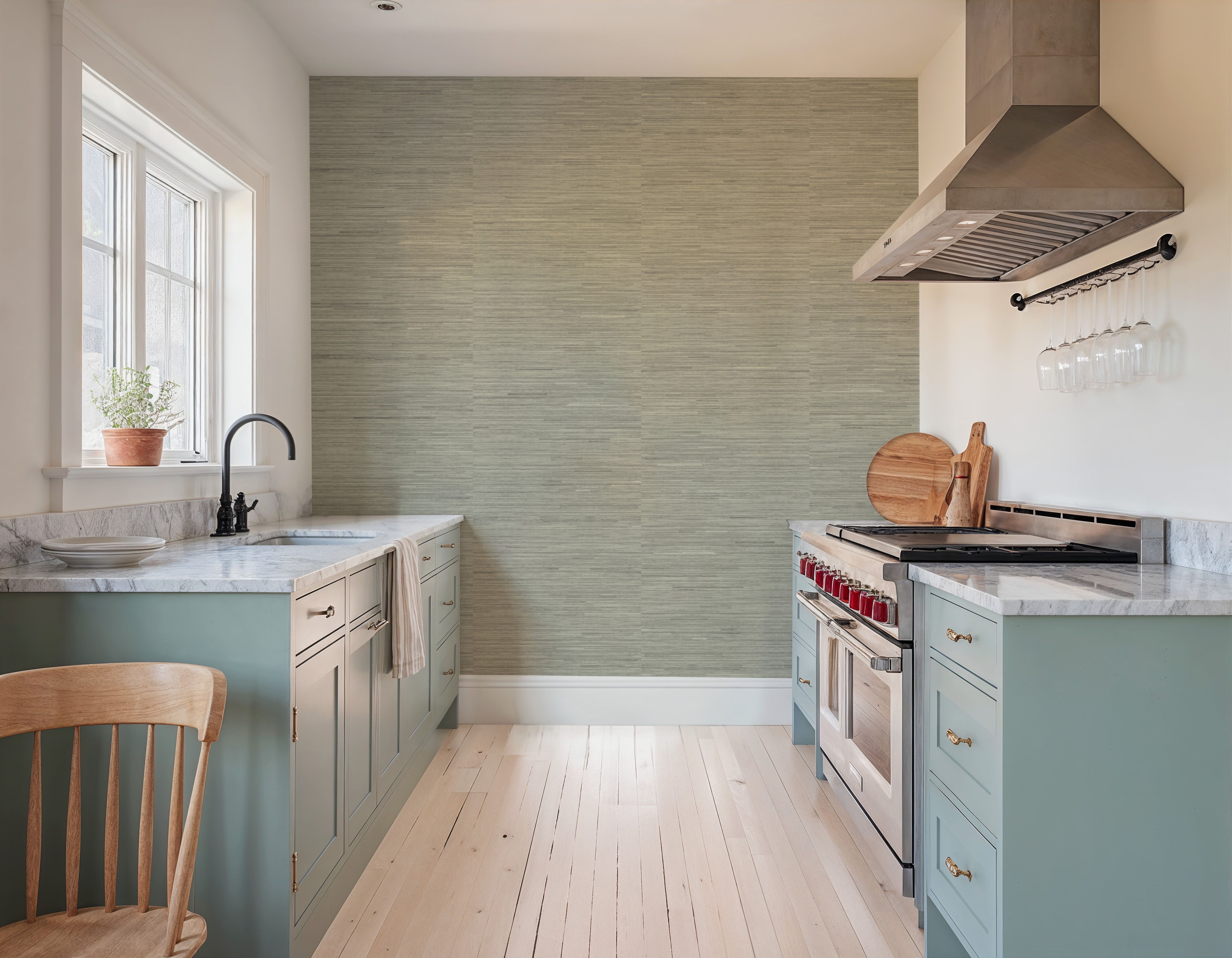Faux Grasscloth with Visible Seams, Lichen