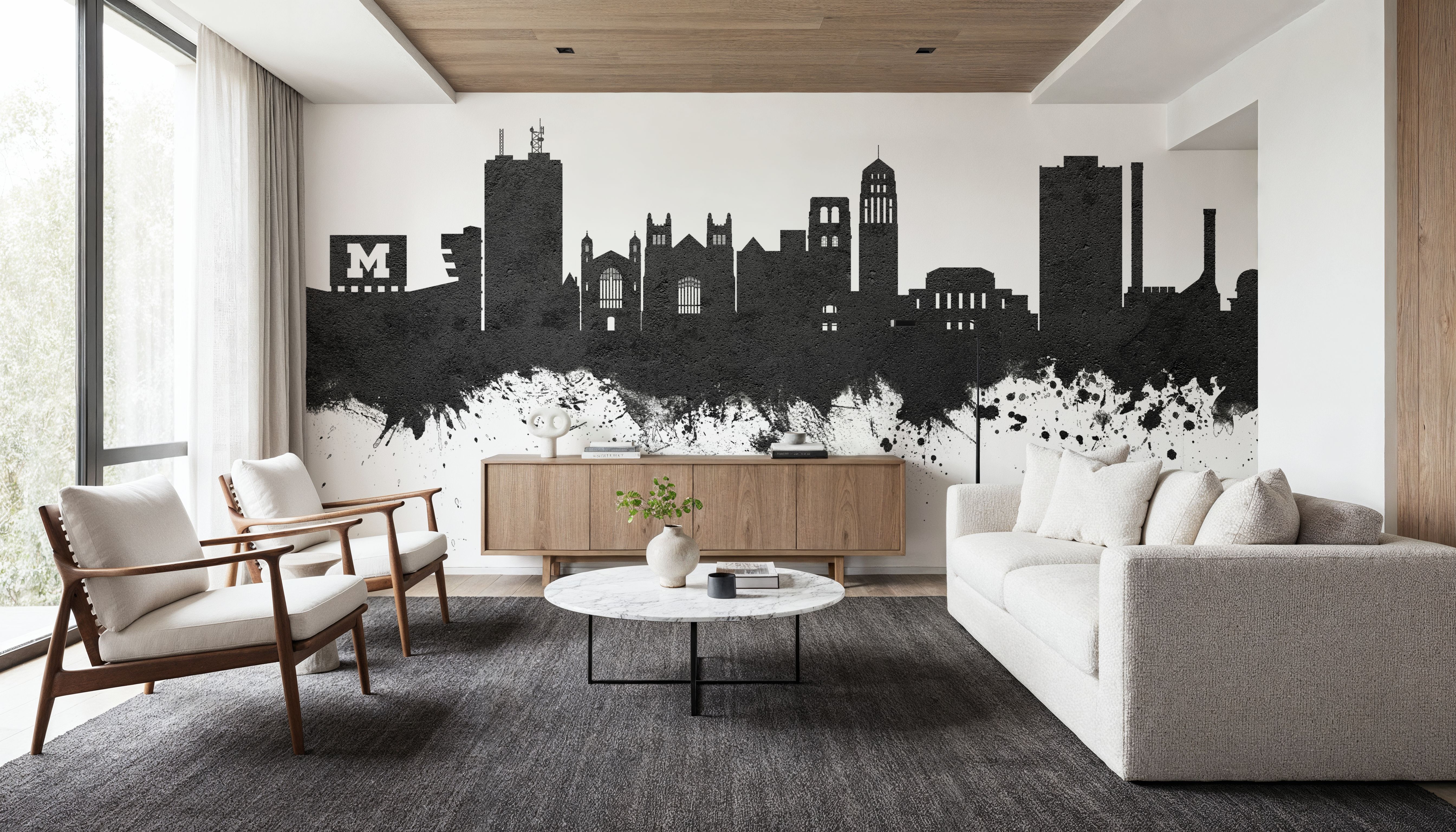Ann Arbor Michigan Skyline Black & White