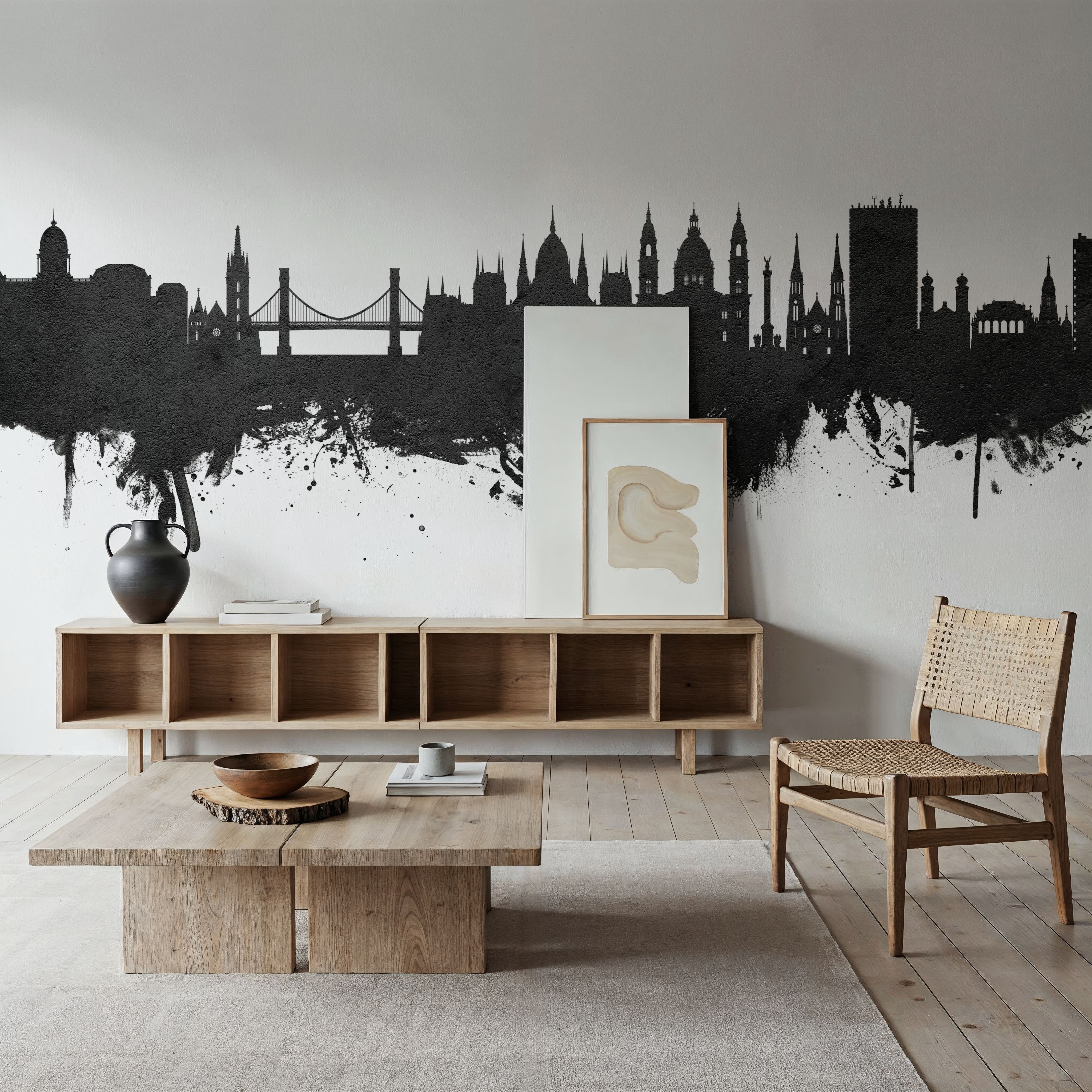 Budapest Skyline Black & White