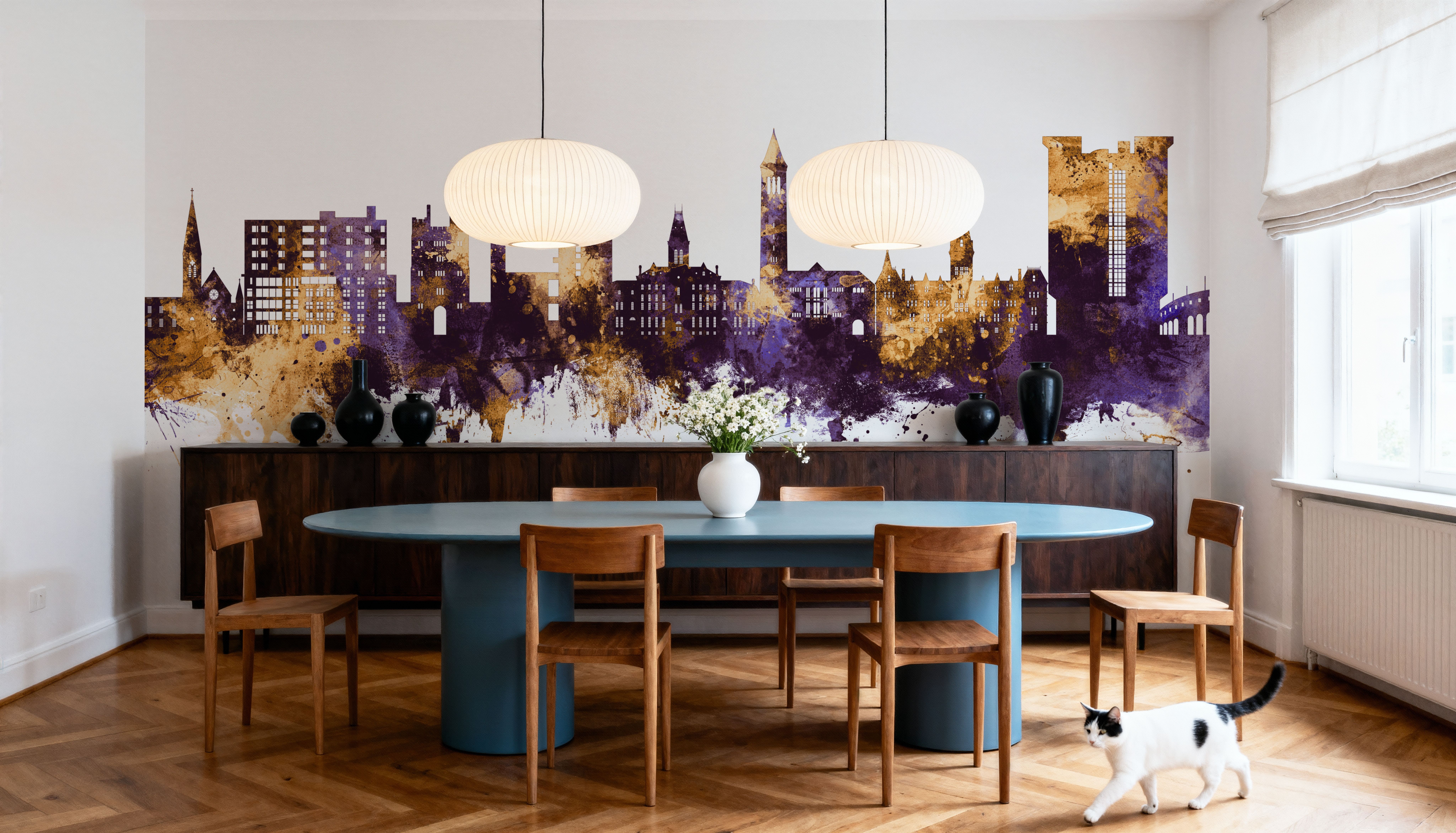 Ithaca New York Skyline Purple & Gold