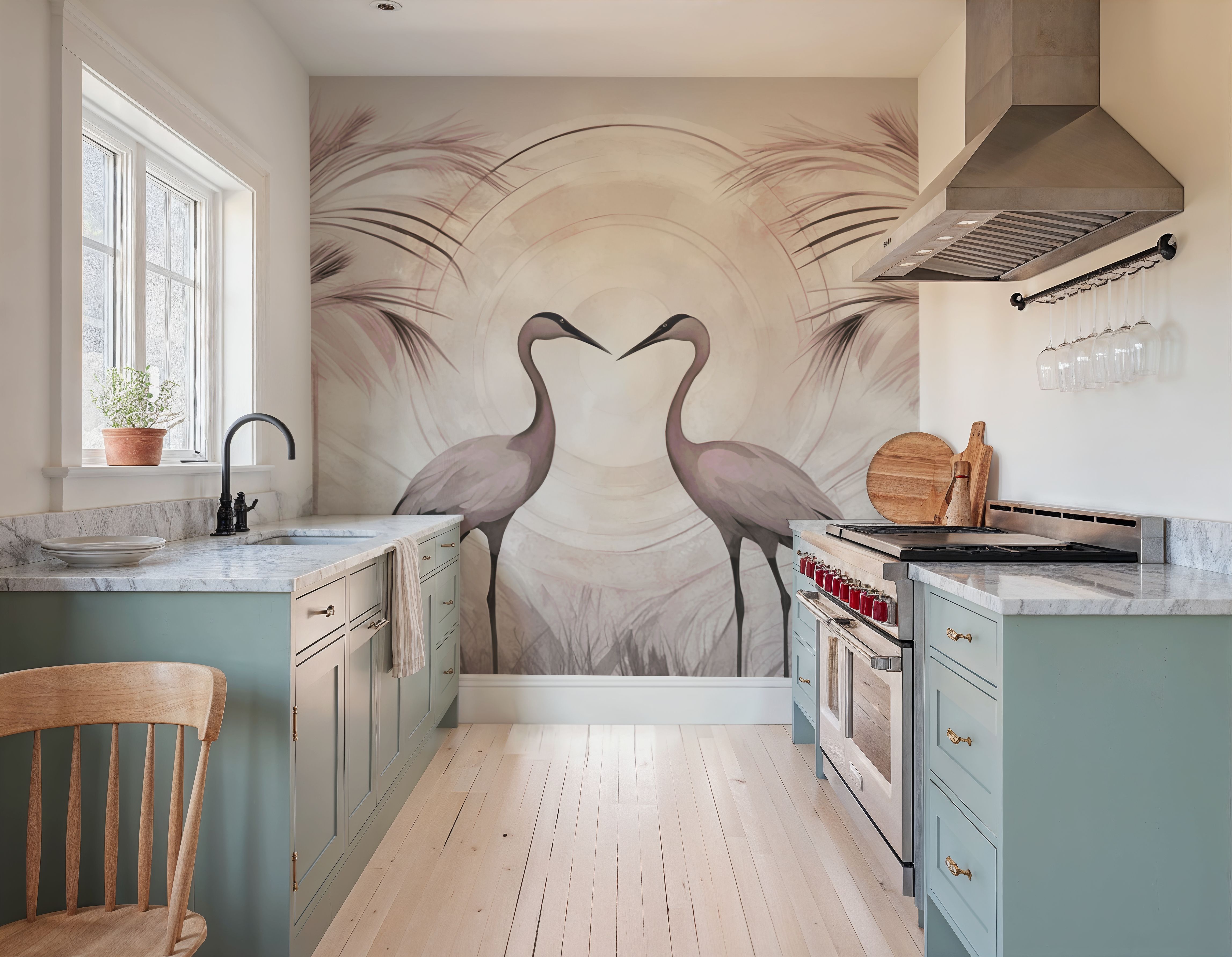 Cranes at Sunset Smoke