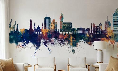 Montevideo Uruguay Skyline Blue & Bronze