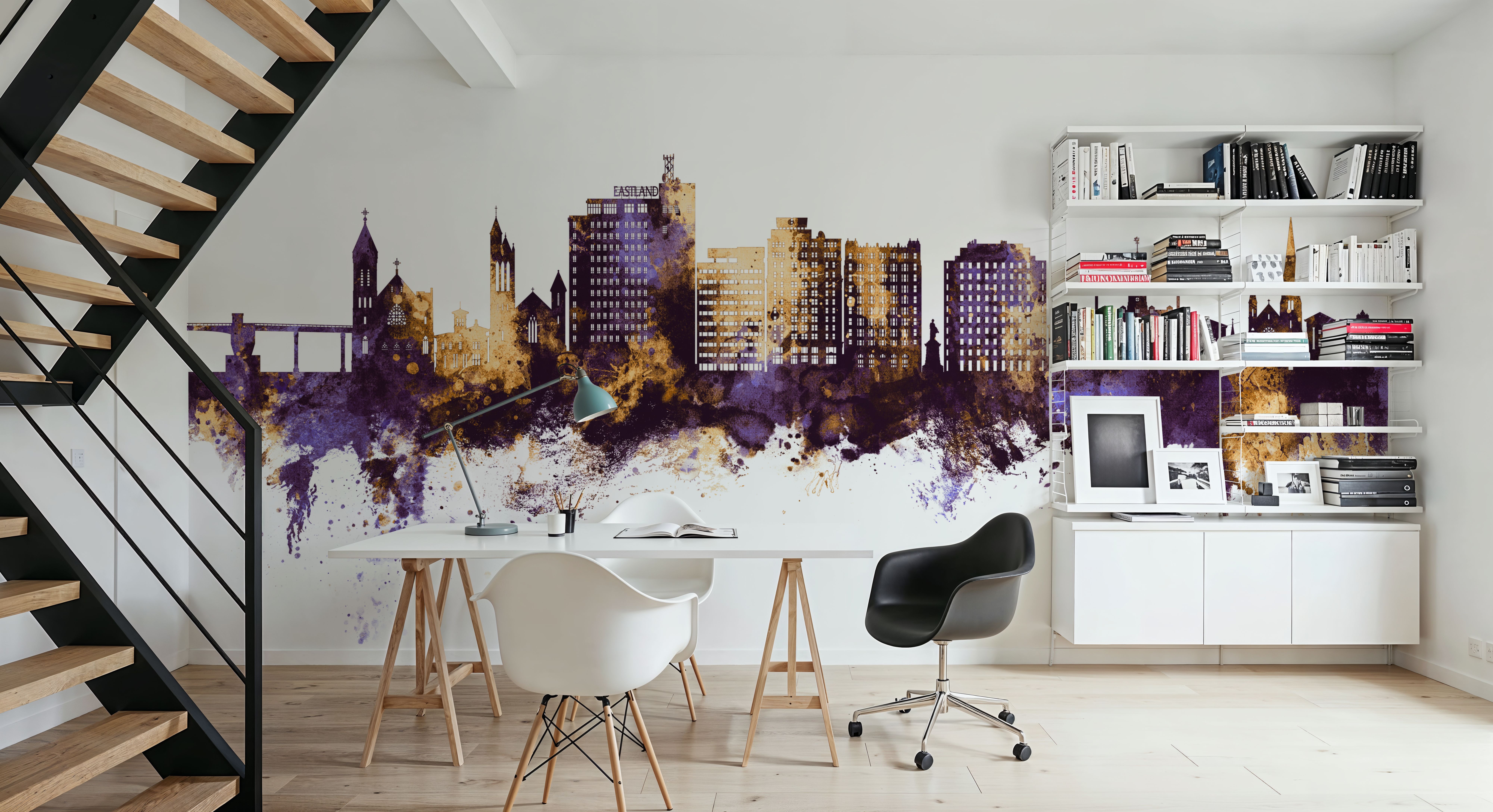 Portland Maine Skyline Purple & Gold