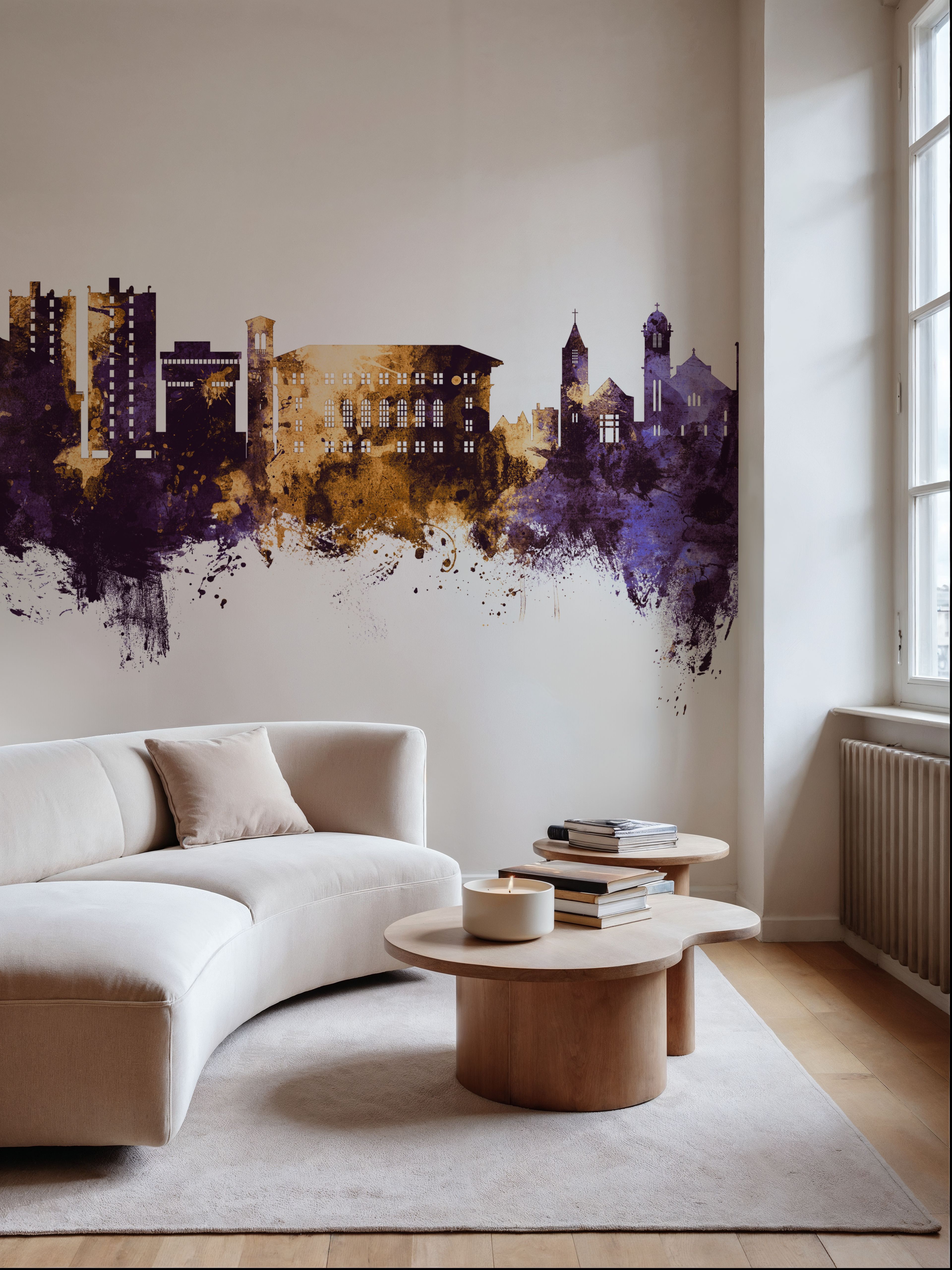 Cedar Falls Iowa Skyline Purple & Gold