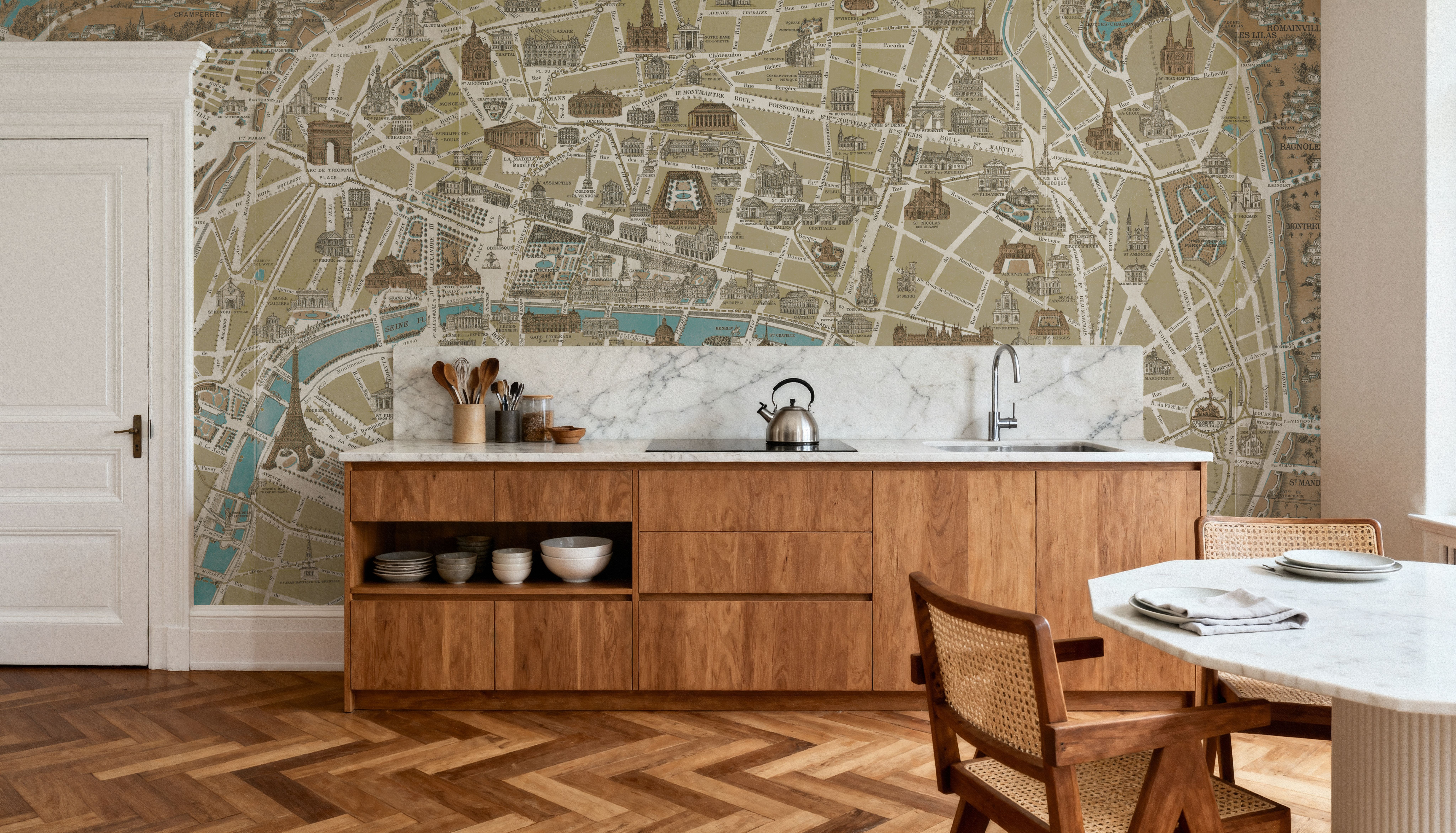 Monuments of Paris Map Blue