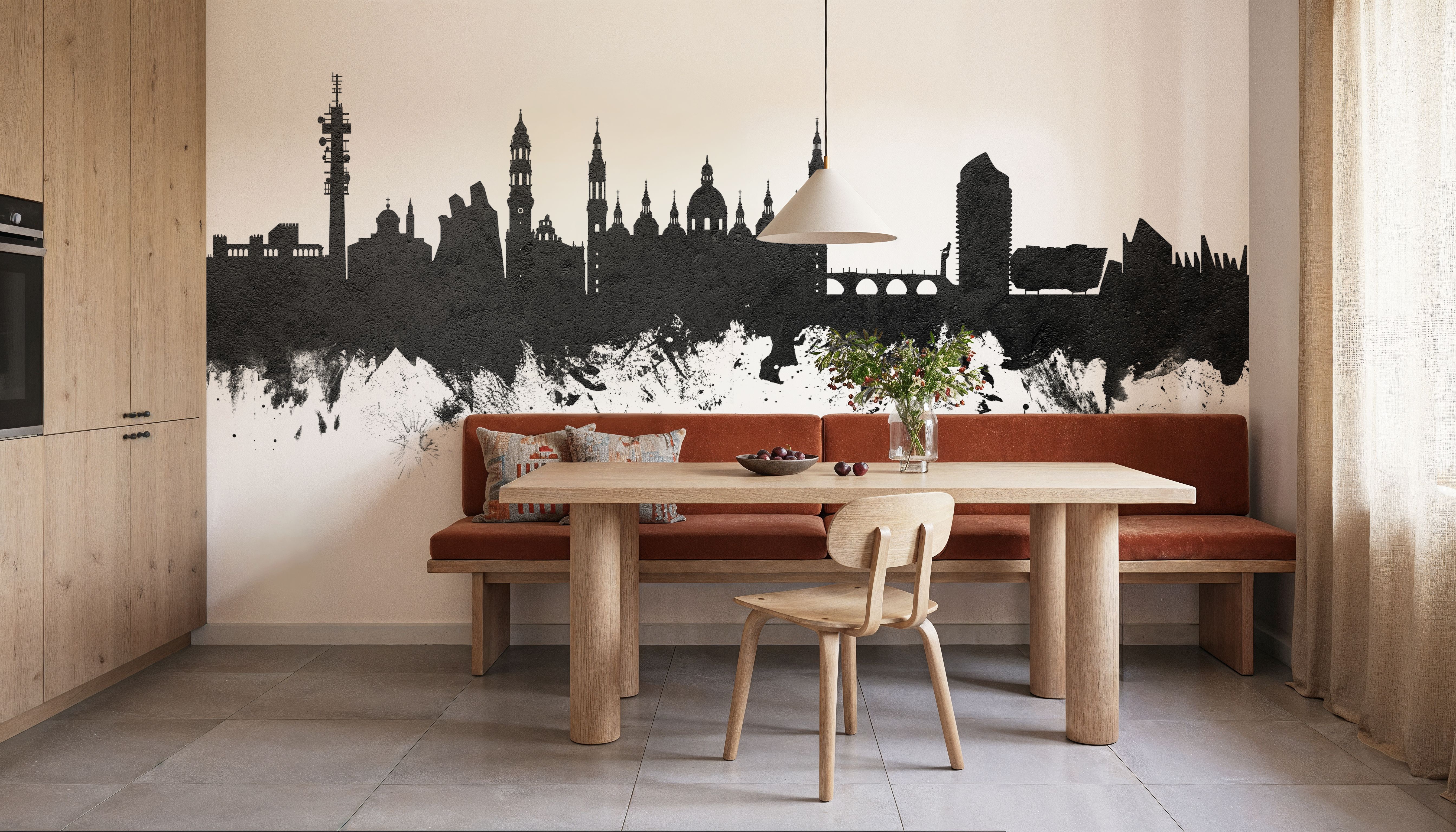 Zaragoza Spain Skyline Black & White
