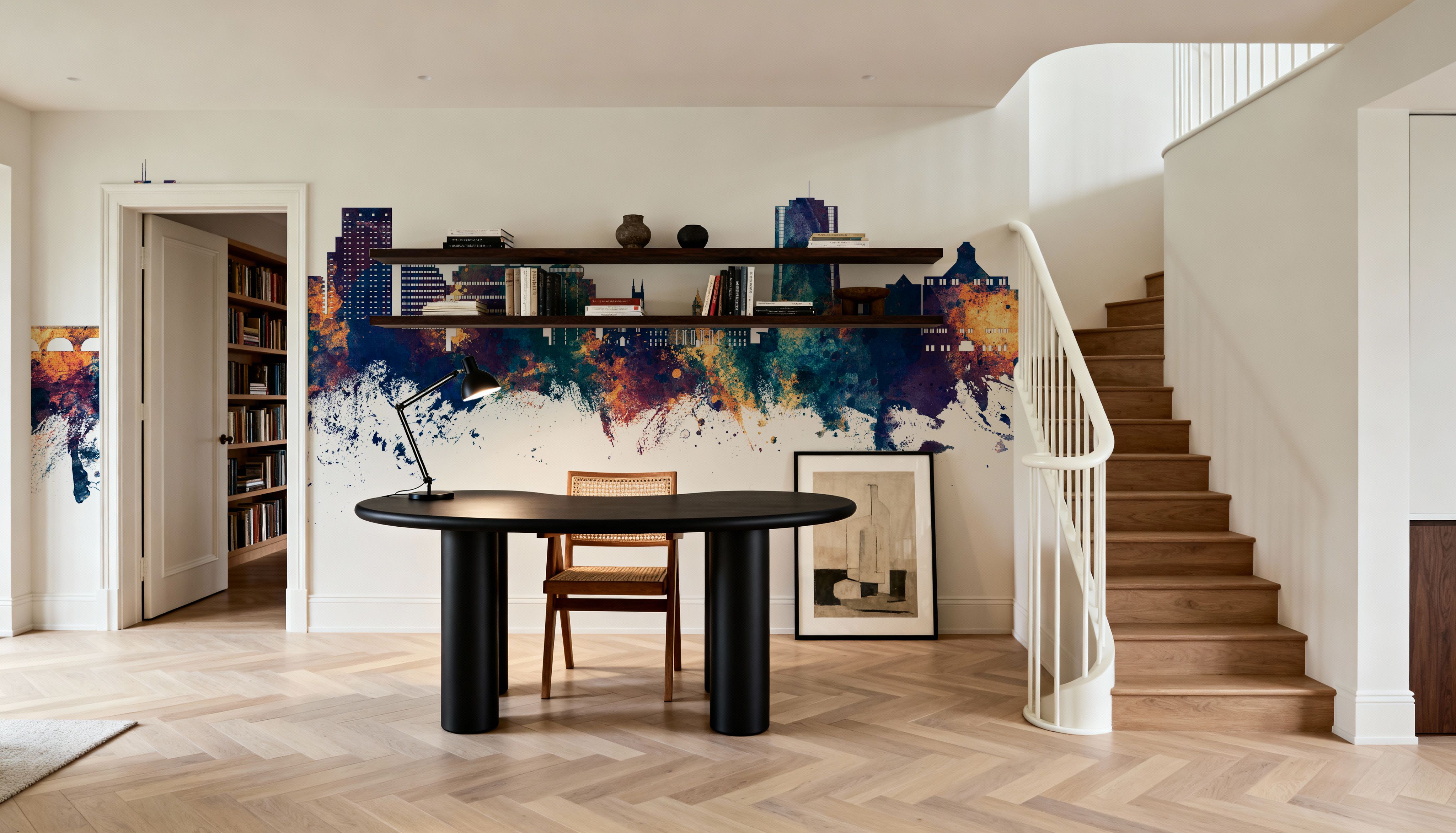 Stamford Connecticut Skyline Blue & Bronze