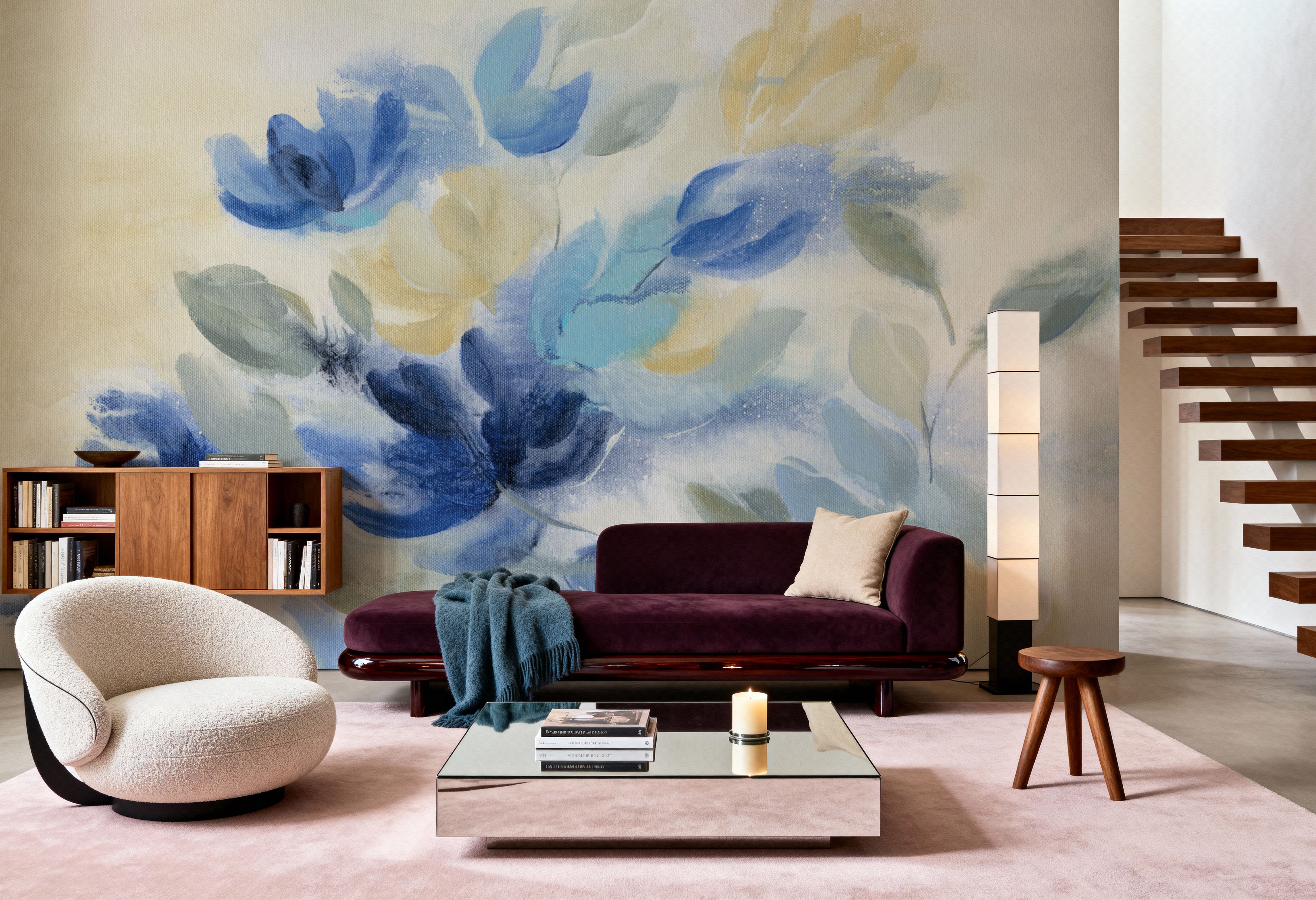 Sapphire Blue Floral I, Tapeten