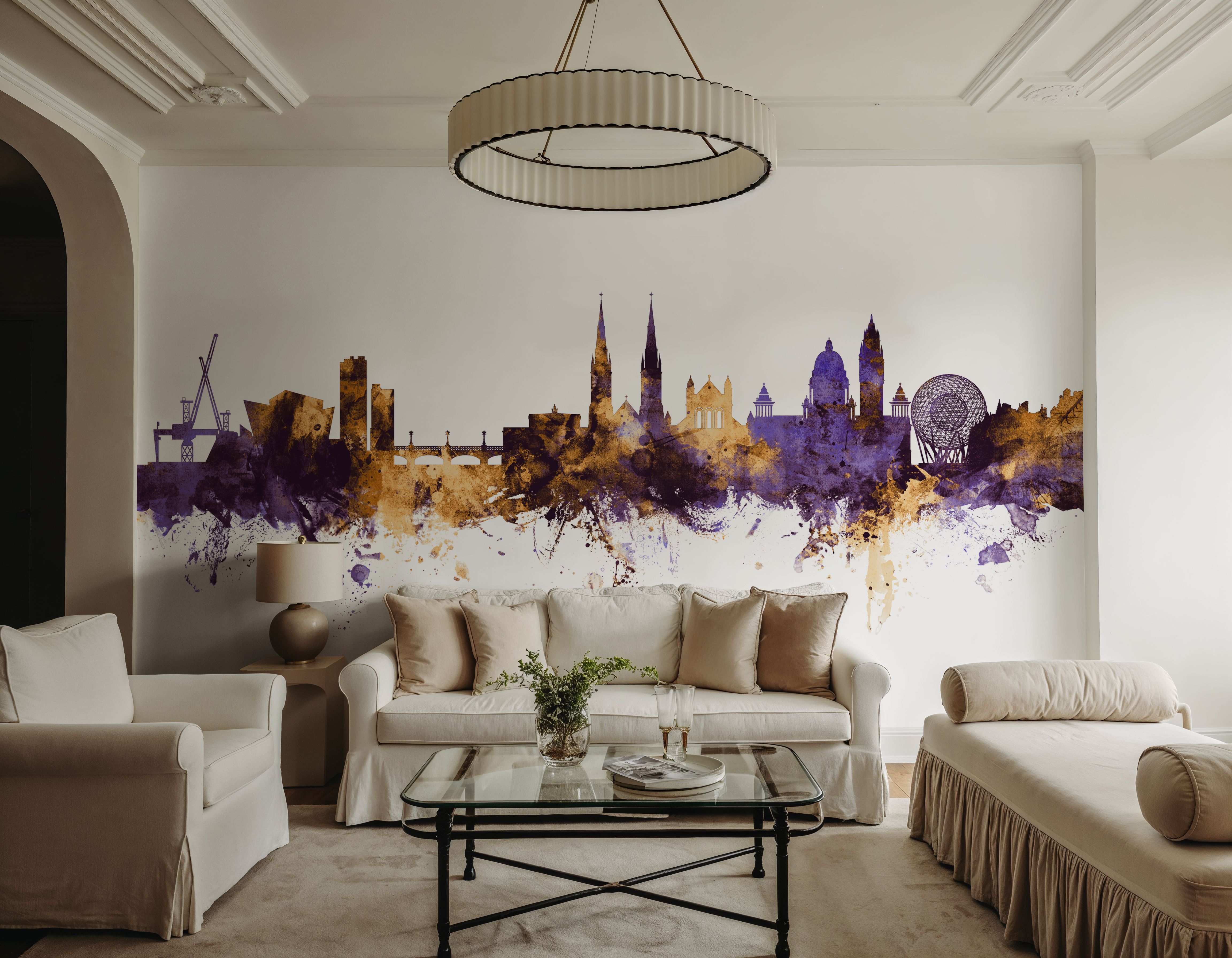 Belfast Northern Ireland Skyline Purple & Gold