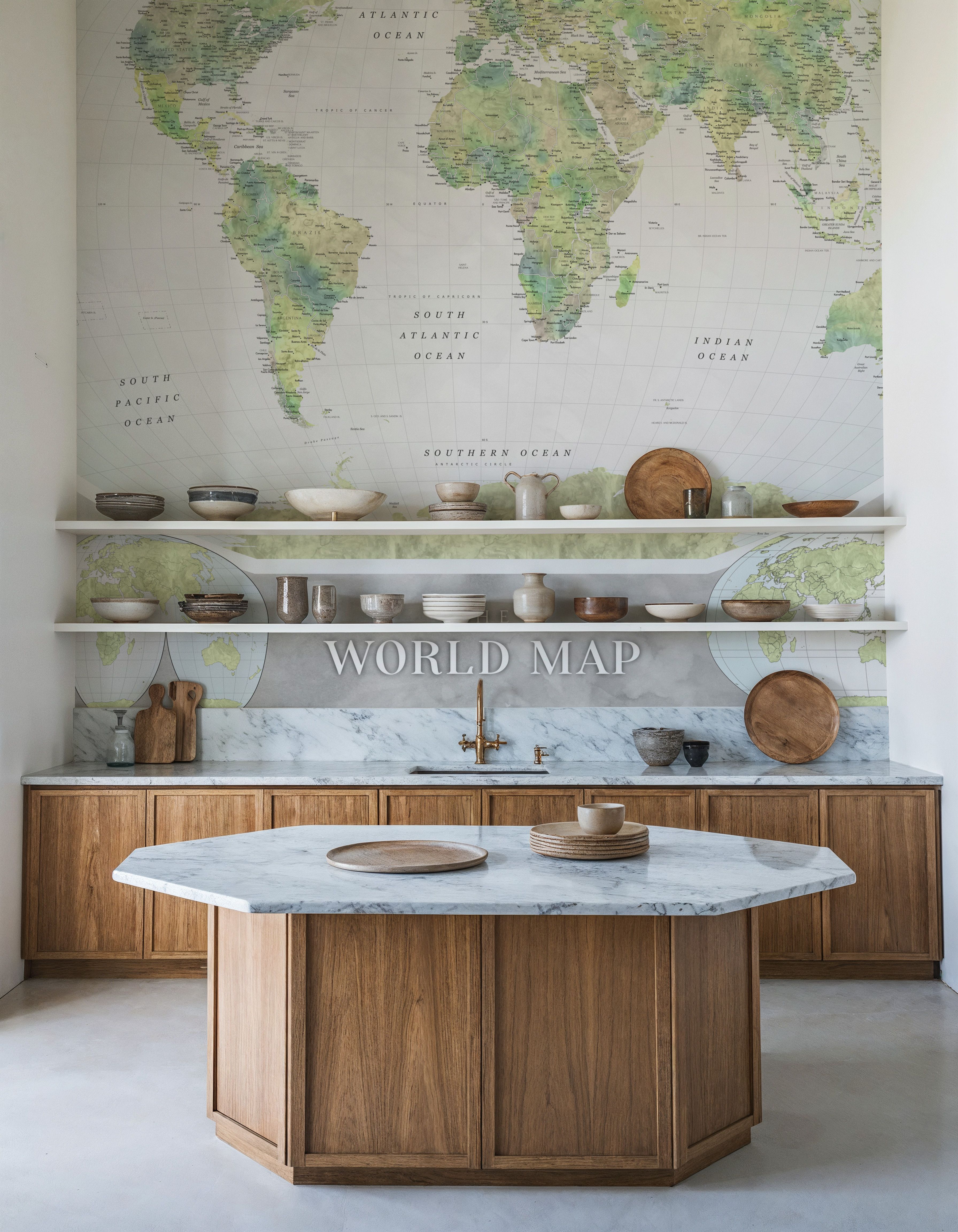 World Map Atlas Green