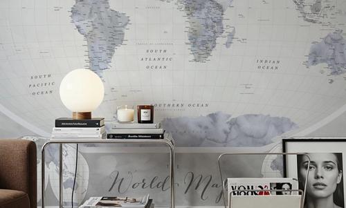 World Map Atlas Blue Gray