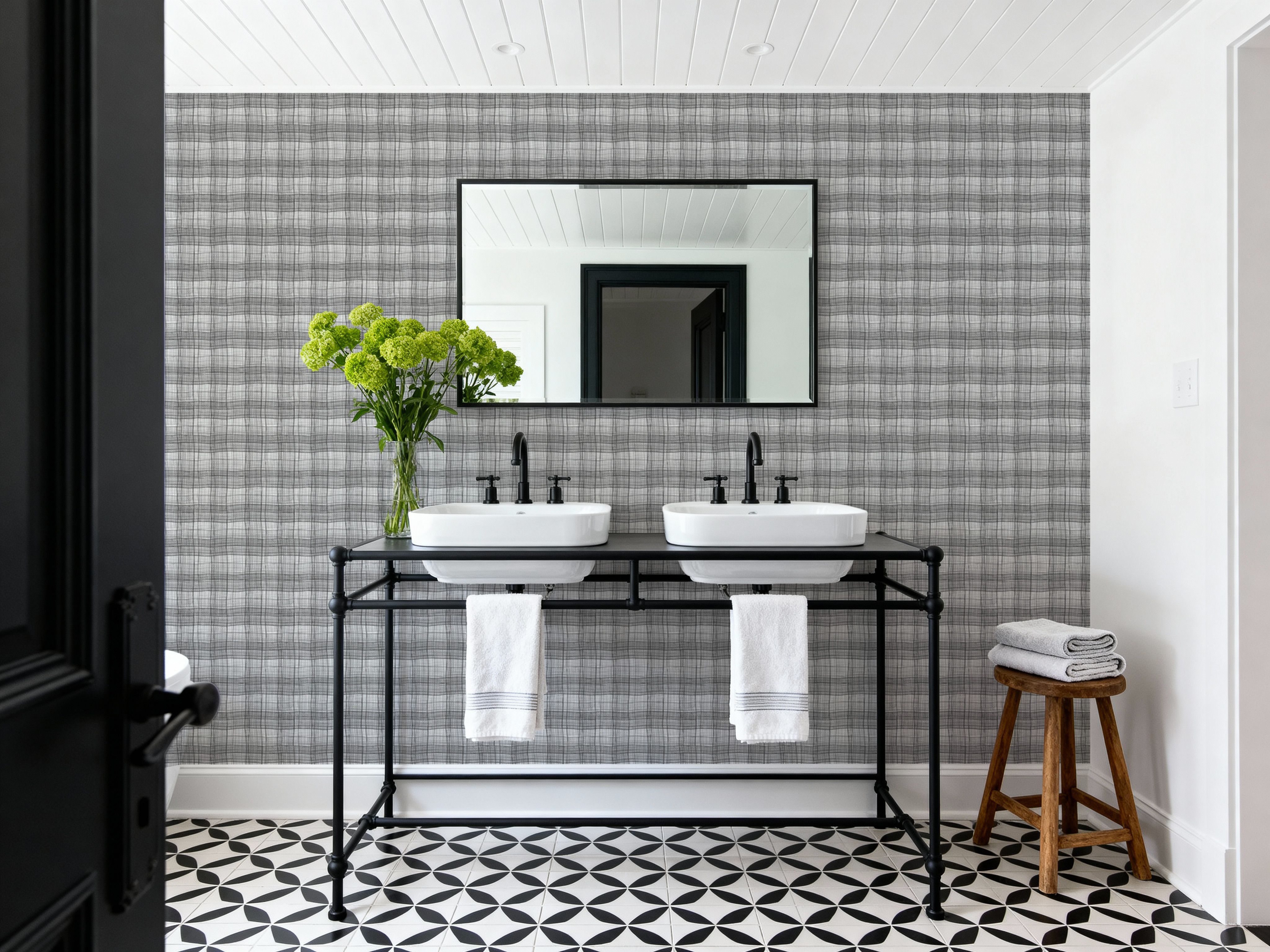 Stripy Gingham, Slate