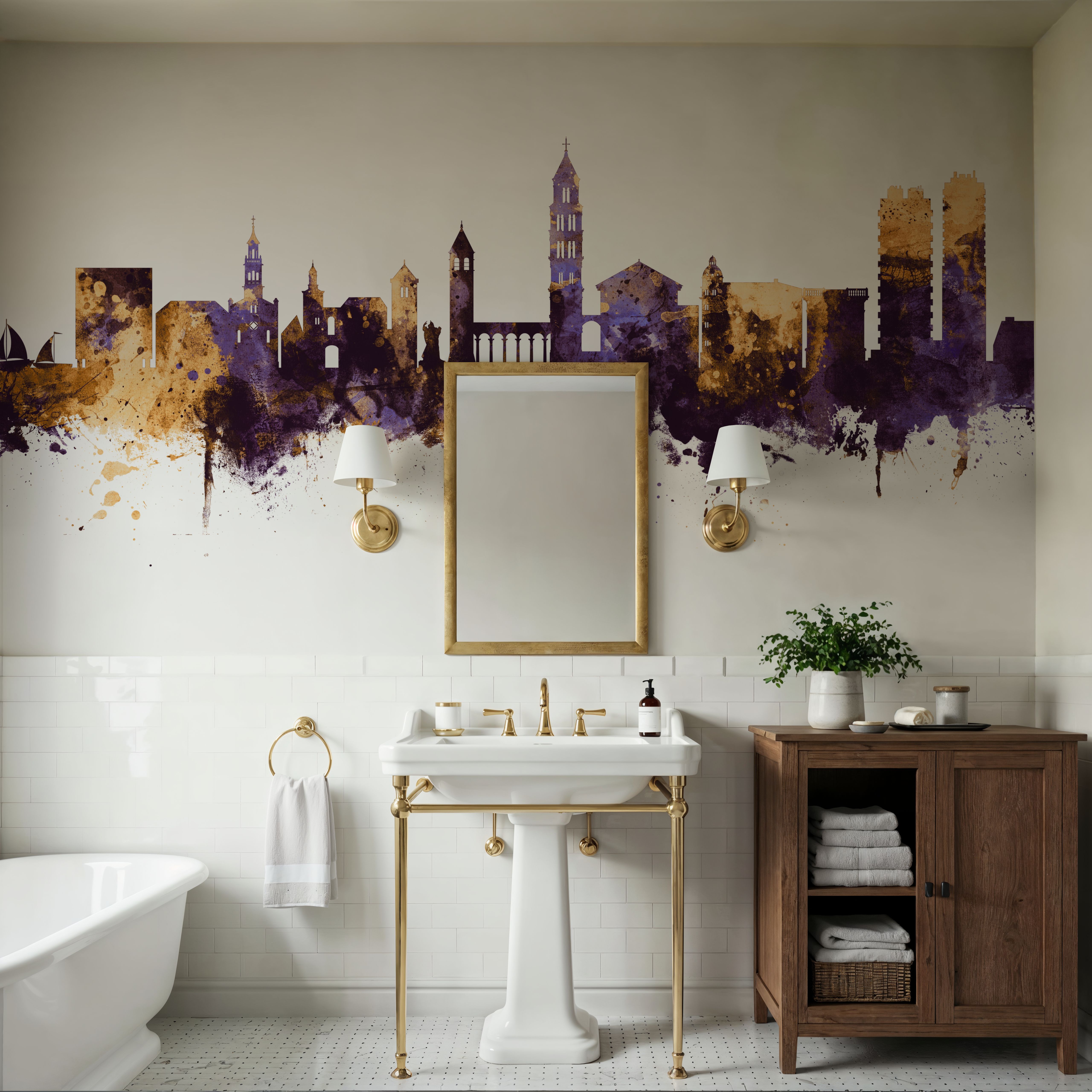 Split Croatia Skyline Purple & Gold