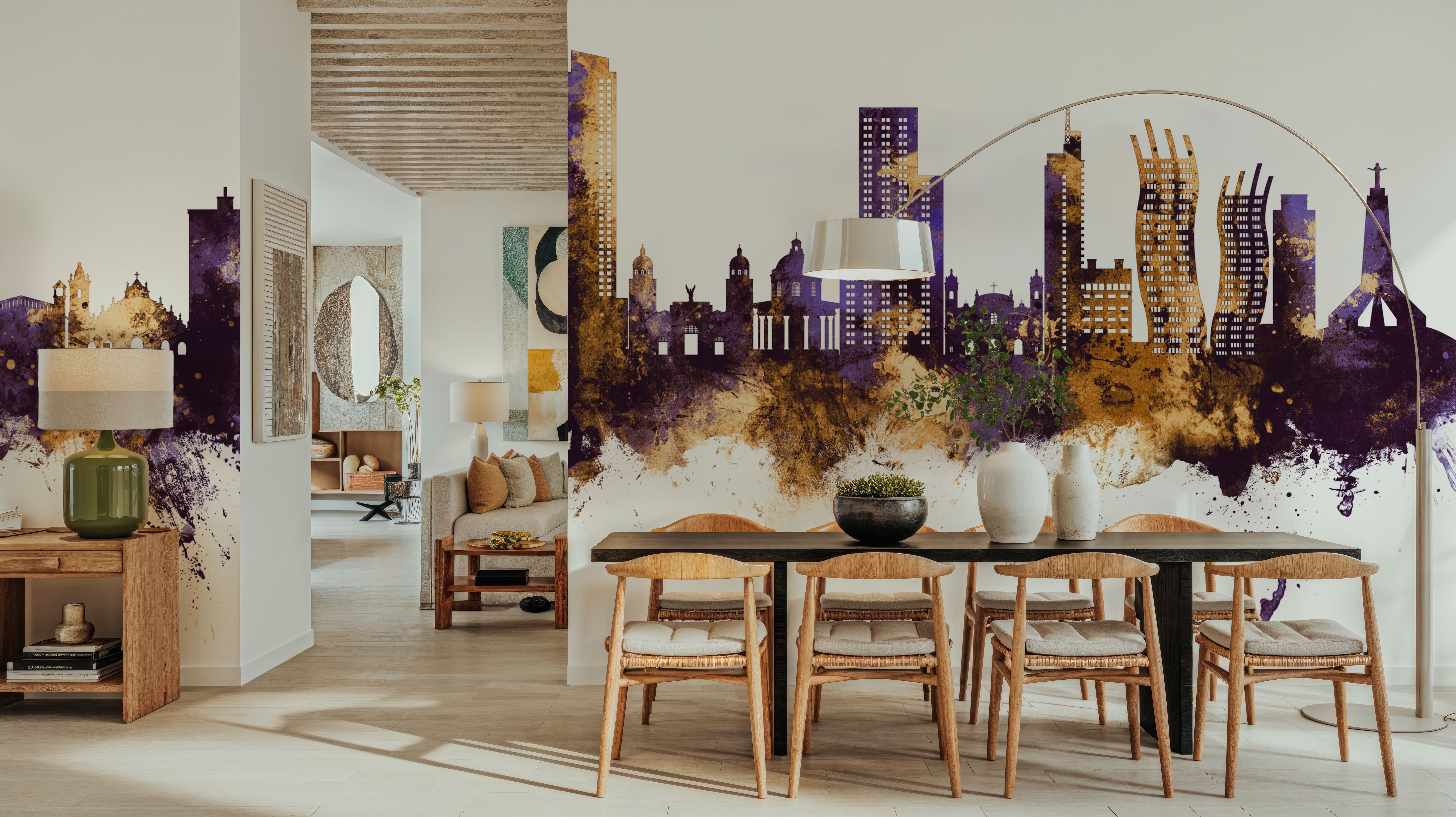 Asunción Paraguay Skyline Purple & Gold