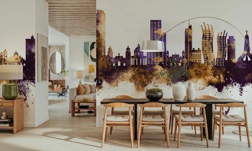 Asunción Paraguay Skyline Purple & Gold