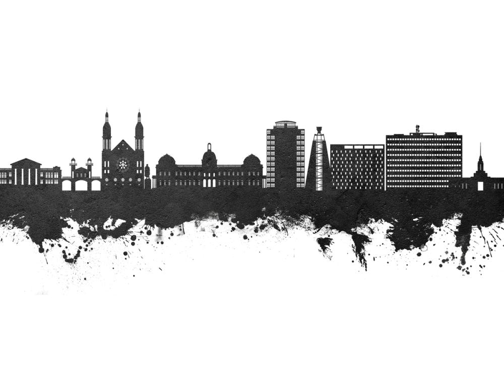 Port-au-Prince Haiti Skyline Black & White