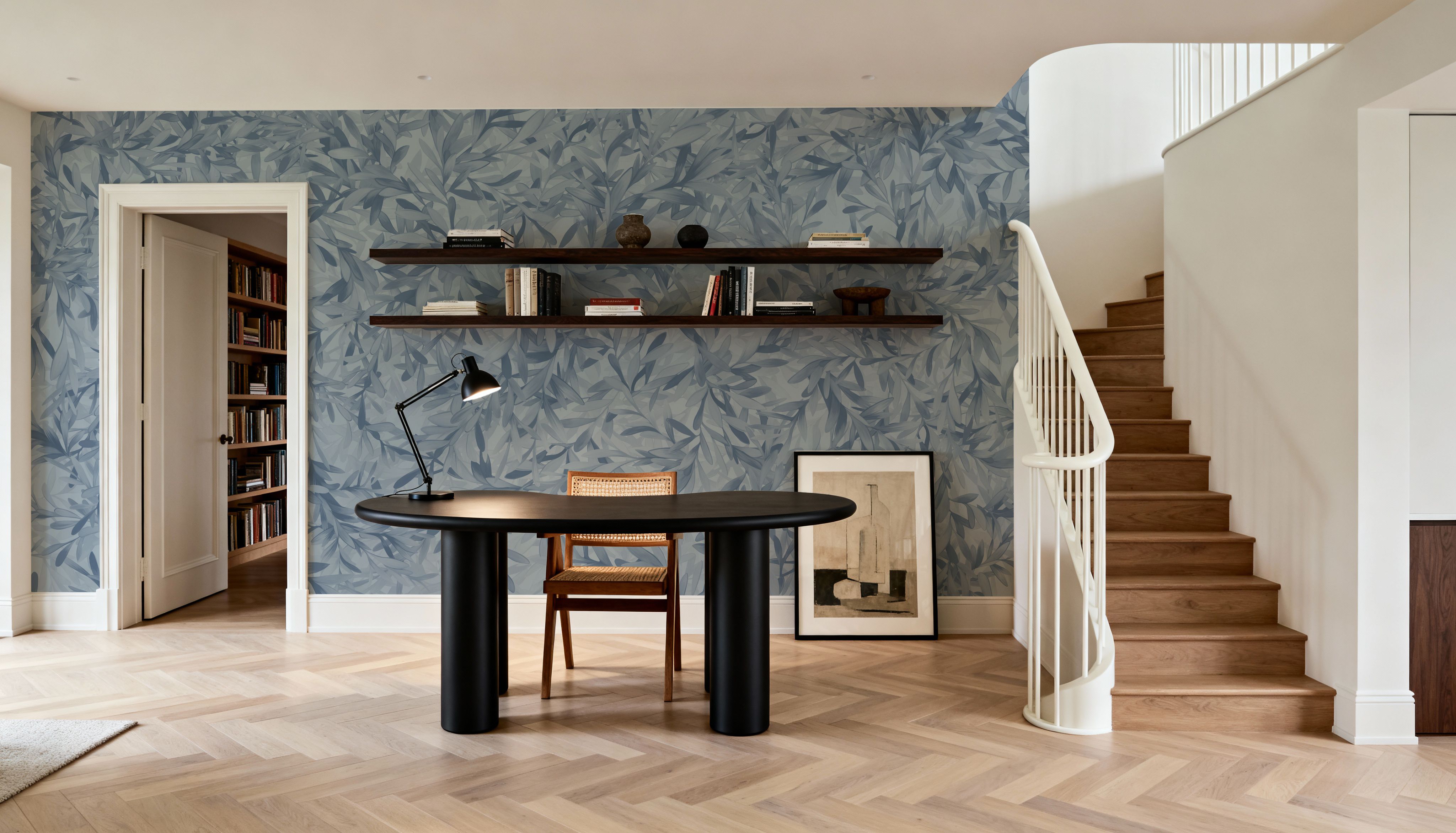Lush Canopy Ceiling, Denim, Wallpaper