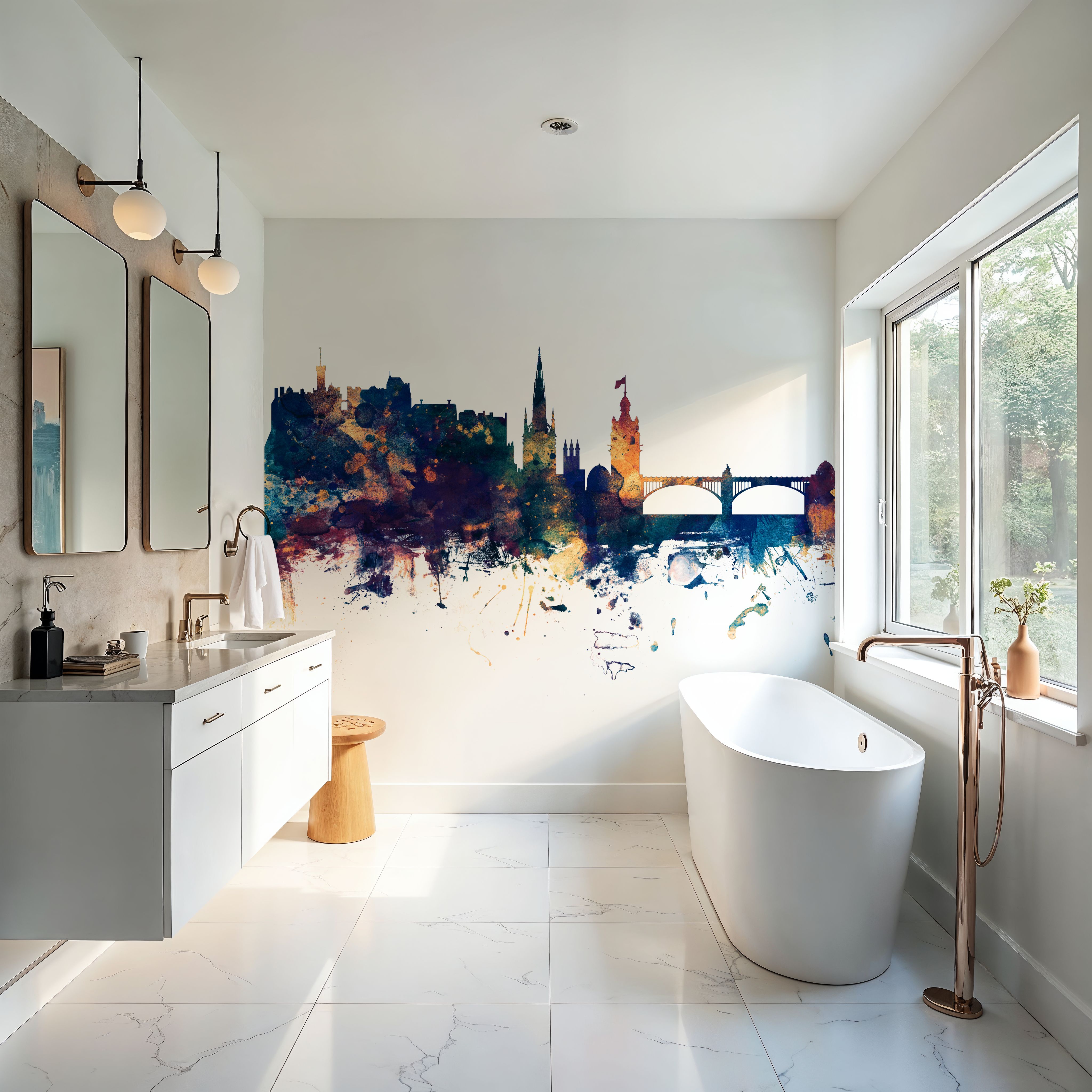 Edinburgh Scotland Skyline Blue & Bronze