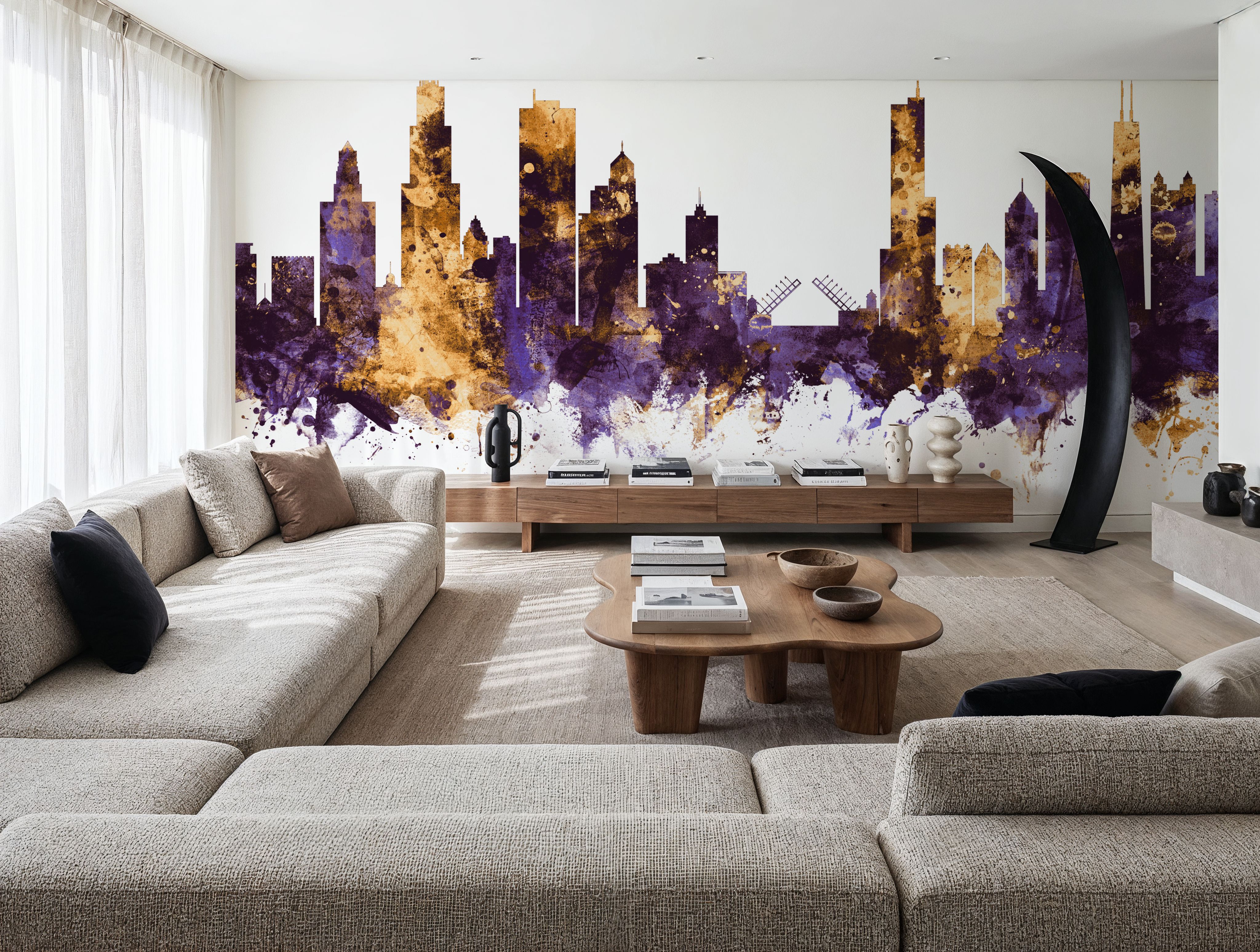 Chicago Illinois Skyline Purple & Gold