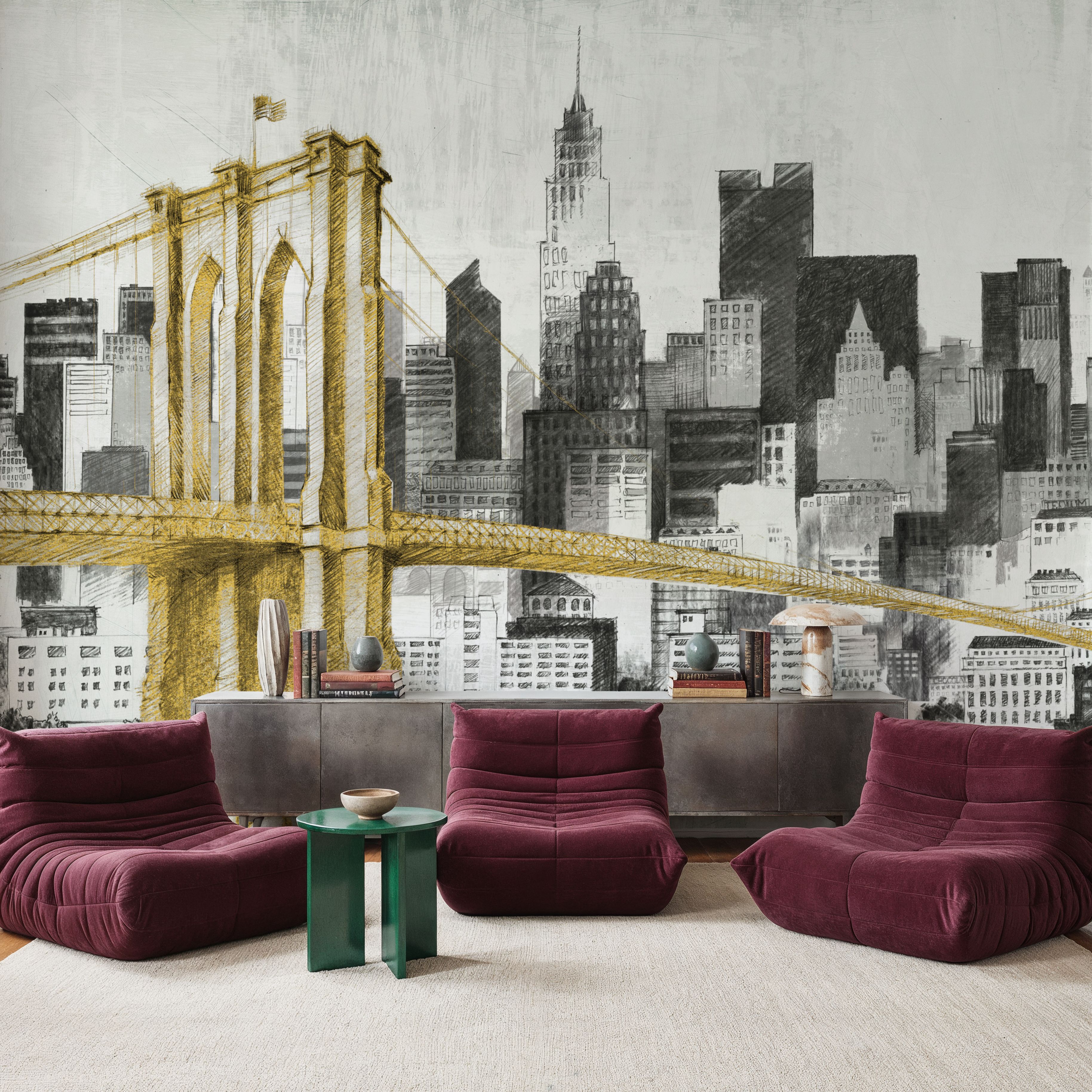 New York Skyline I Yellow Bridge no Words