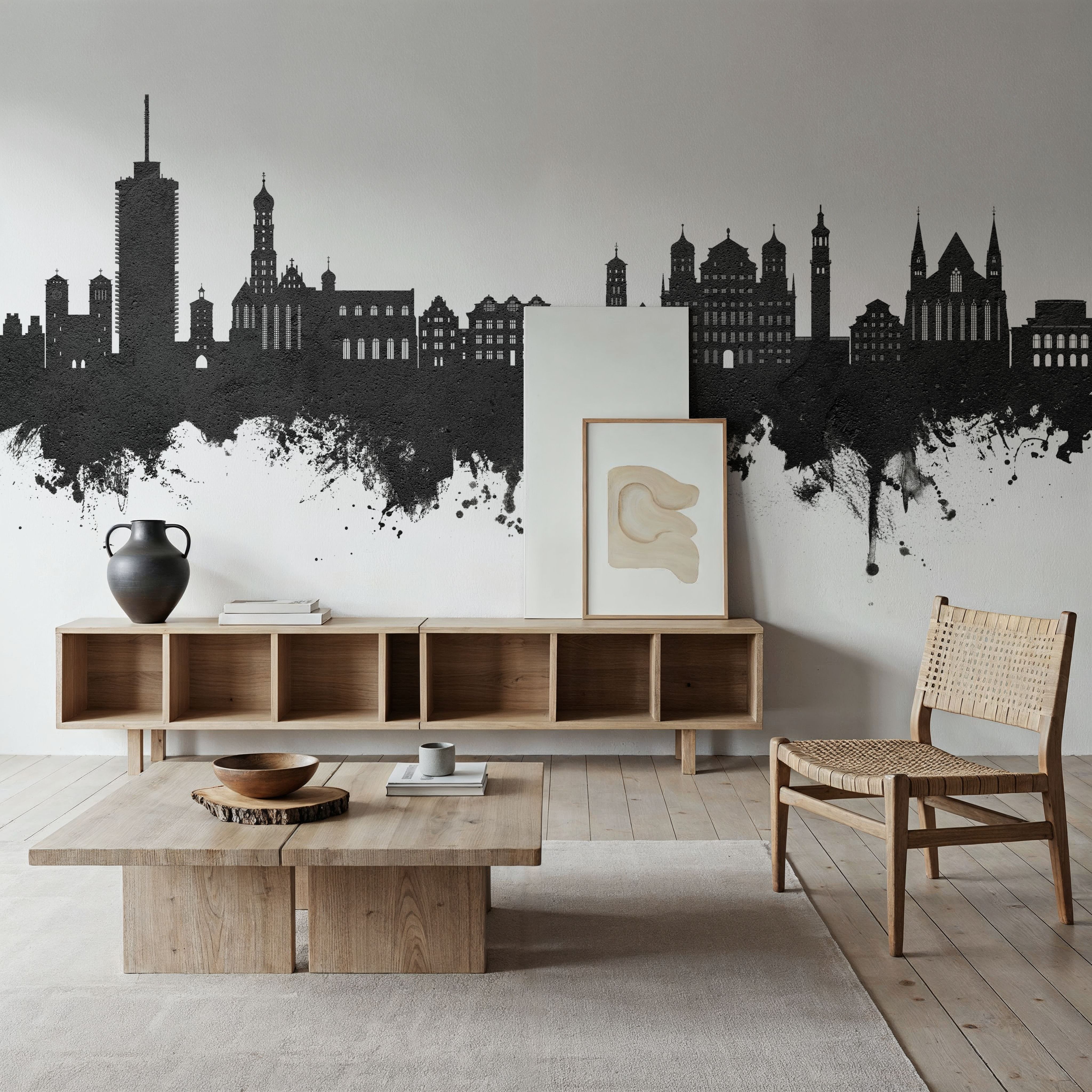 Augsburg Germany Skyline Black & White