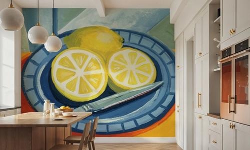 Sliced Lemons on Plates