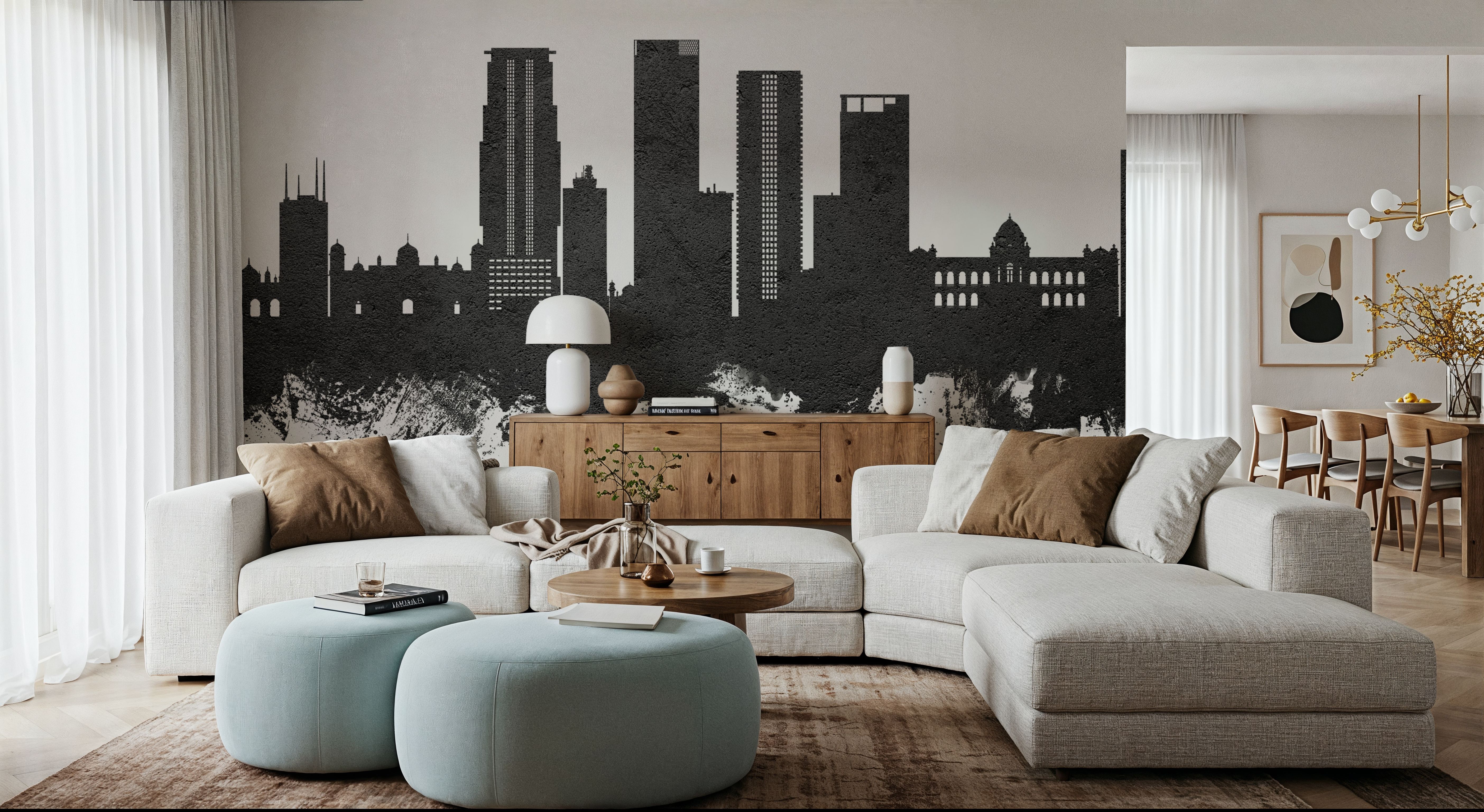 Dhaka Bangladesh Skyline Black & White, Tapet