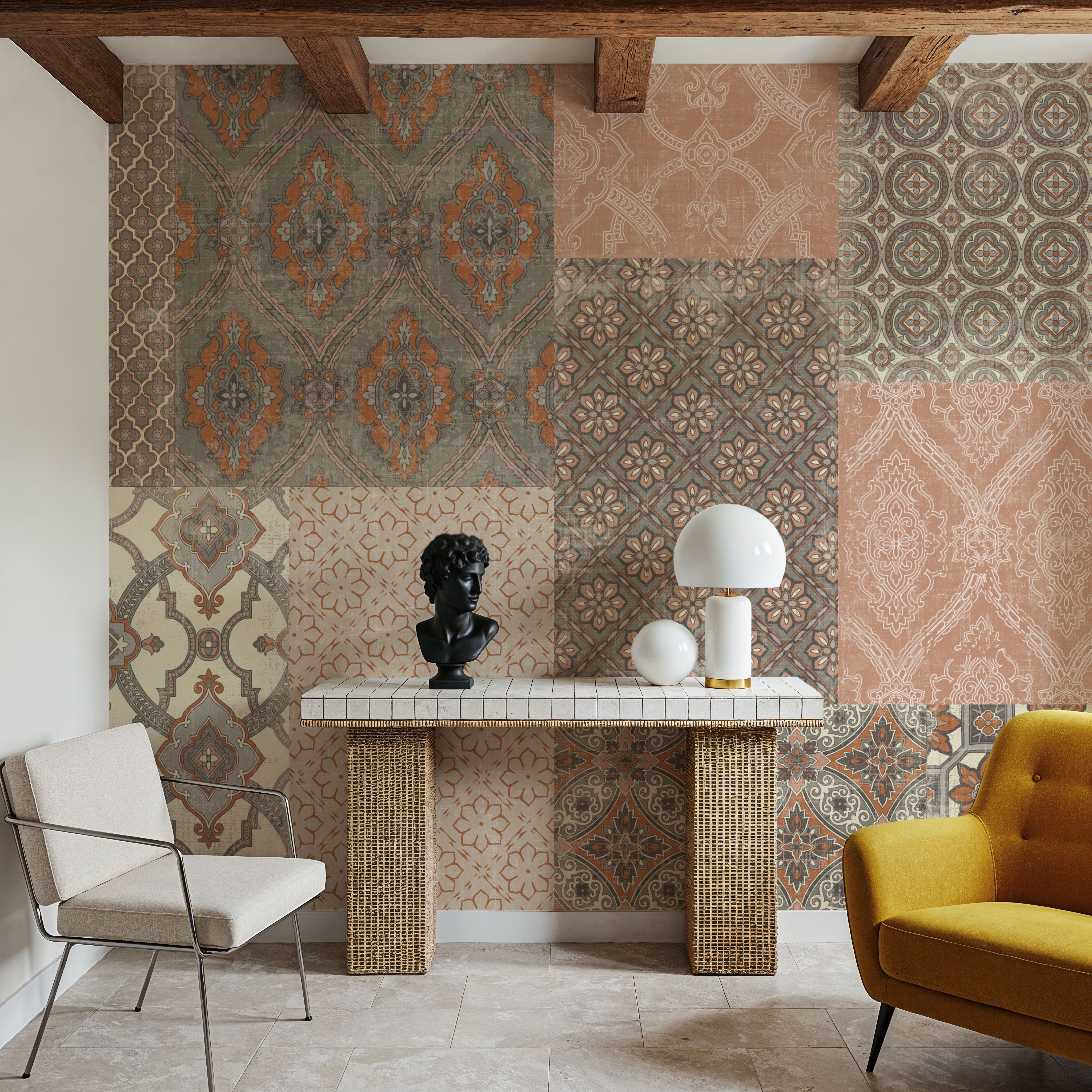 Venetian Patchwork I Orange Gray