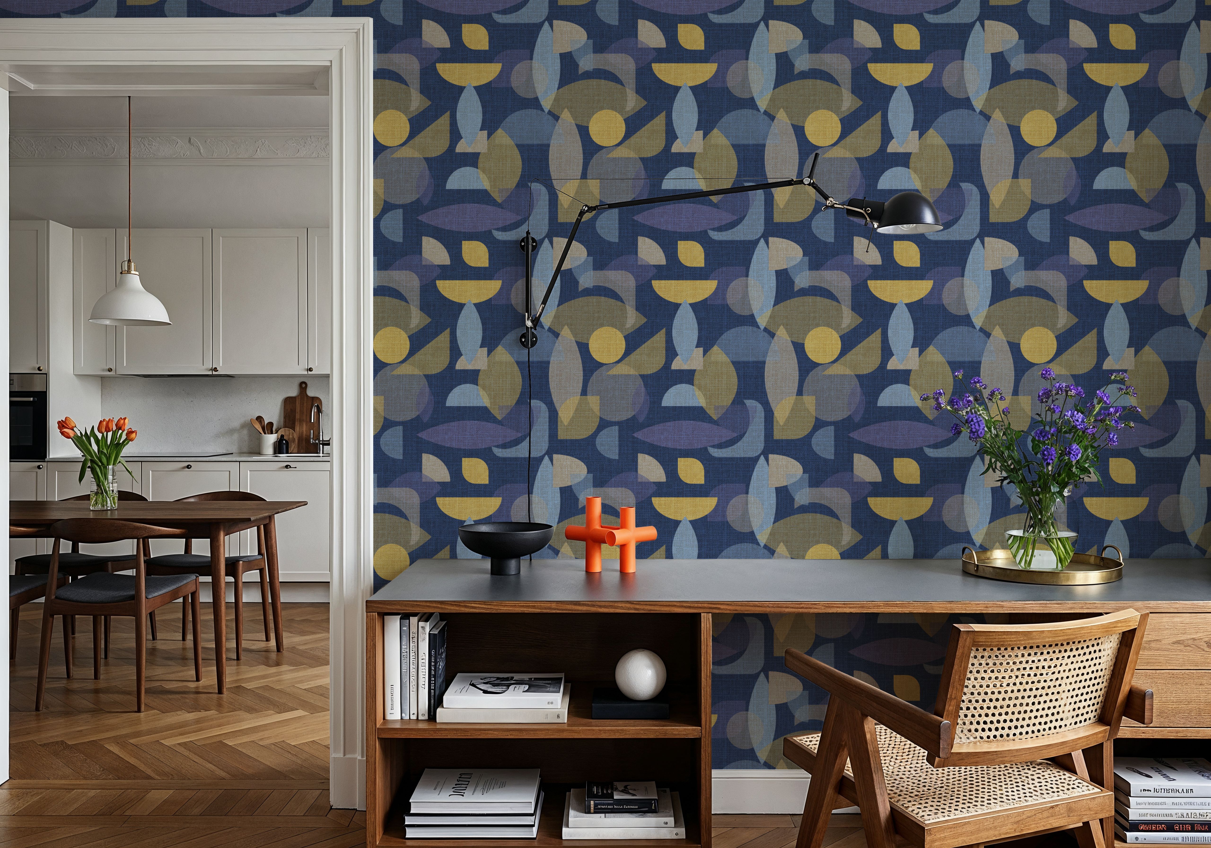 Homley Geometry, Navy, Wallpaper