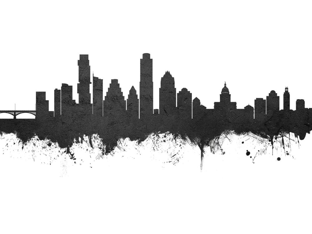 Austin Texas Skyline Black & White