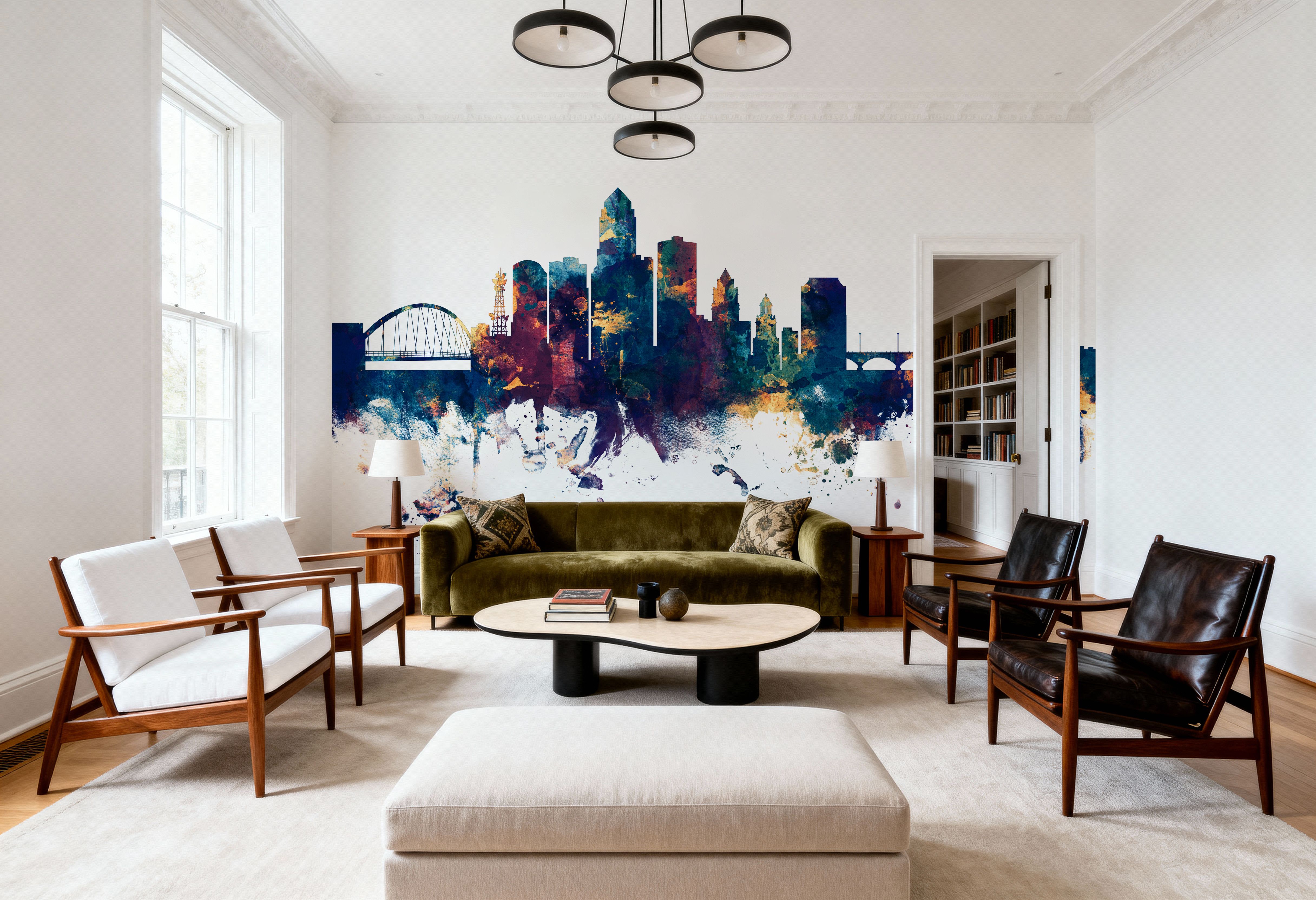 Des Moines Iowa Skyline Blue & Bronze