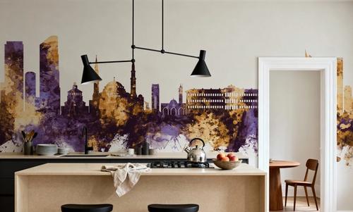 Beirut Lebanon Skyline Purple & Gold