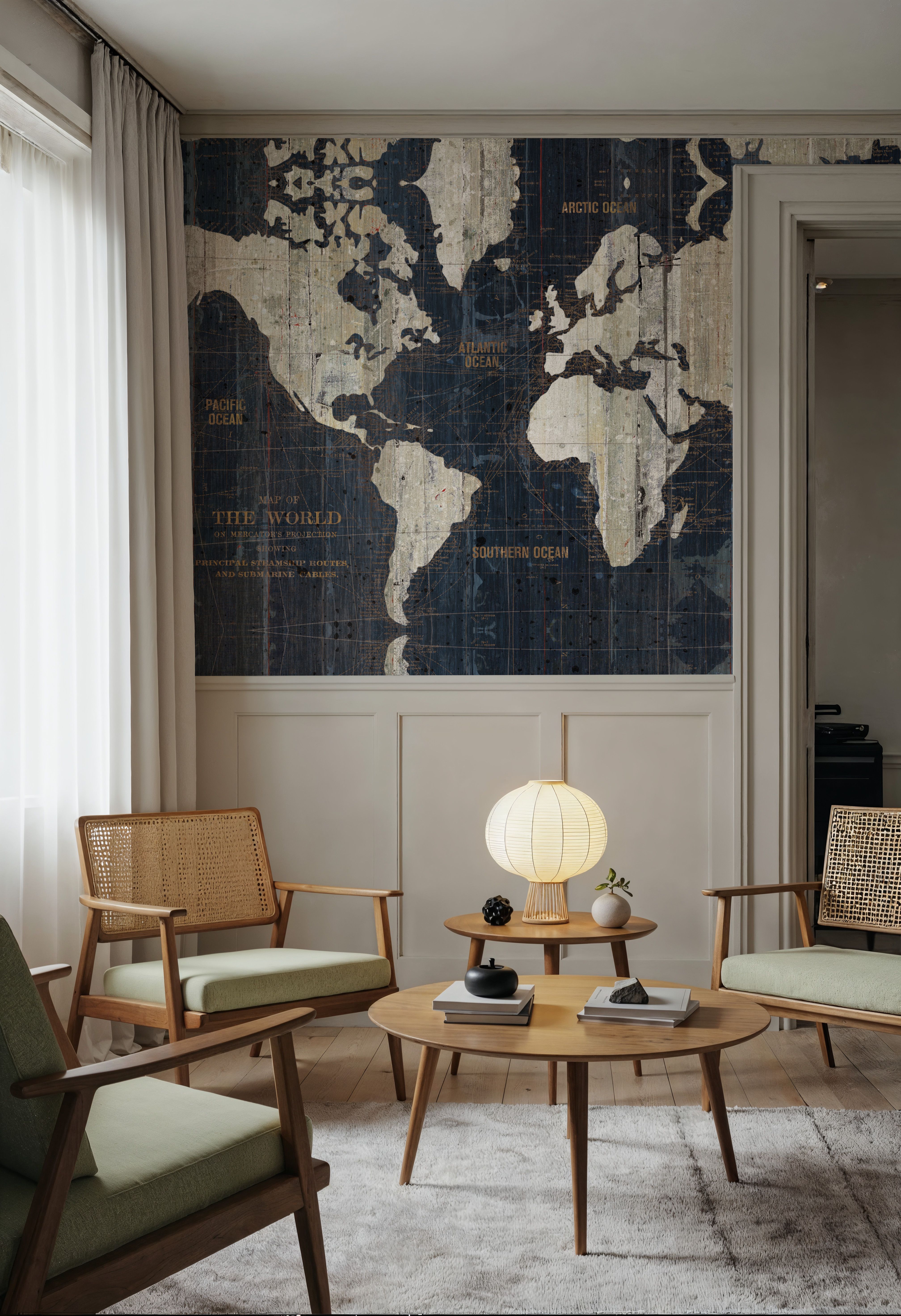 Old World Map Blue