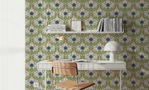 Floral Damask & Bows, Blues