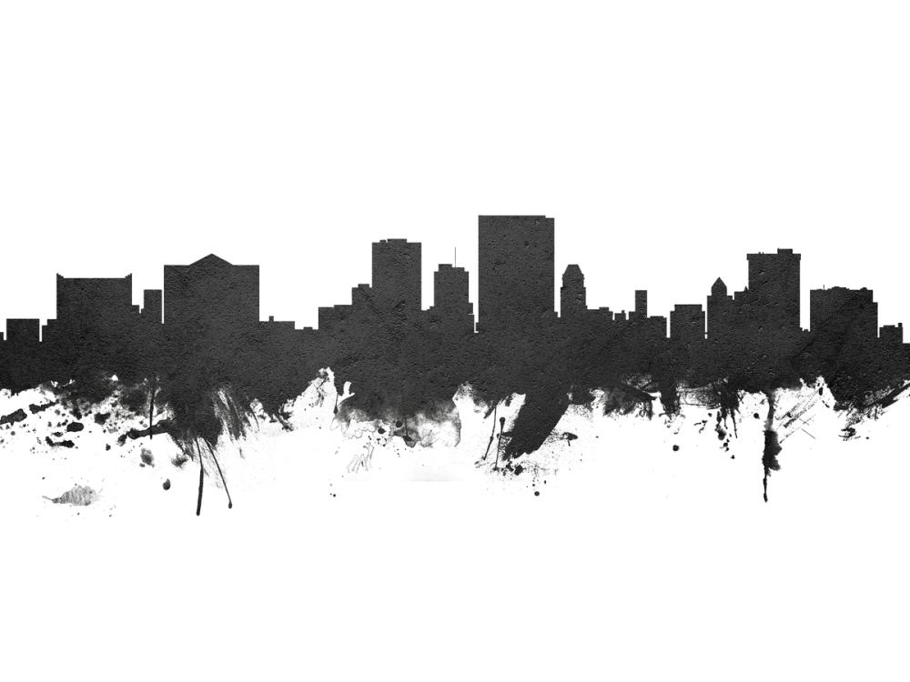 El Paso Texas Skyline Black & White