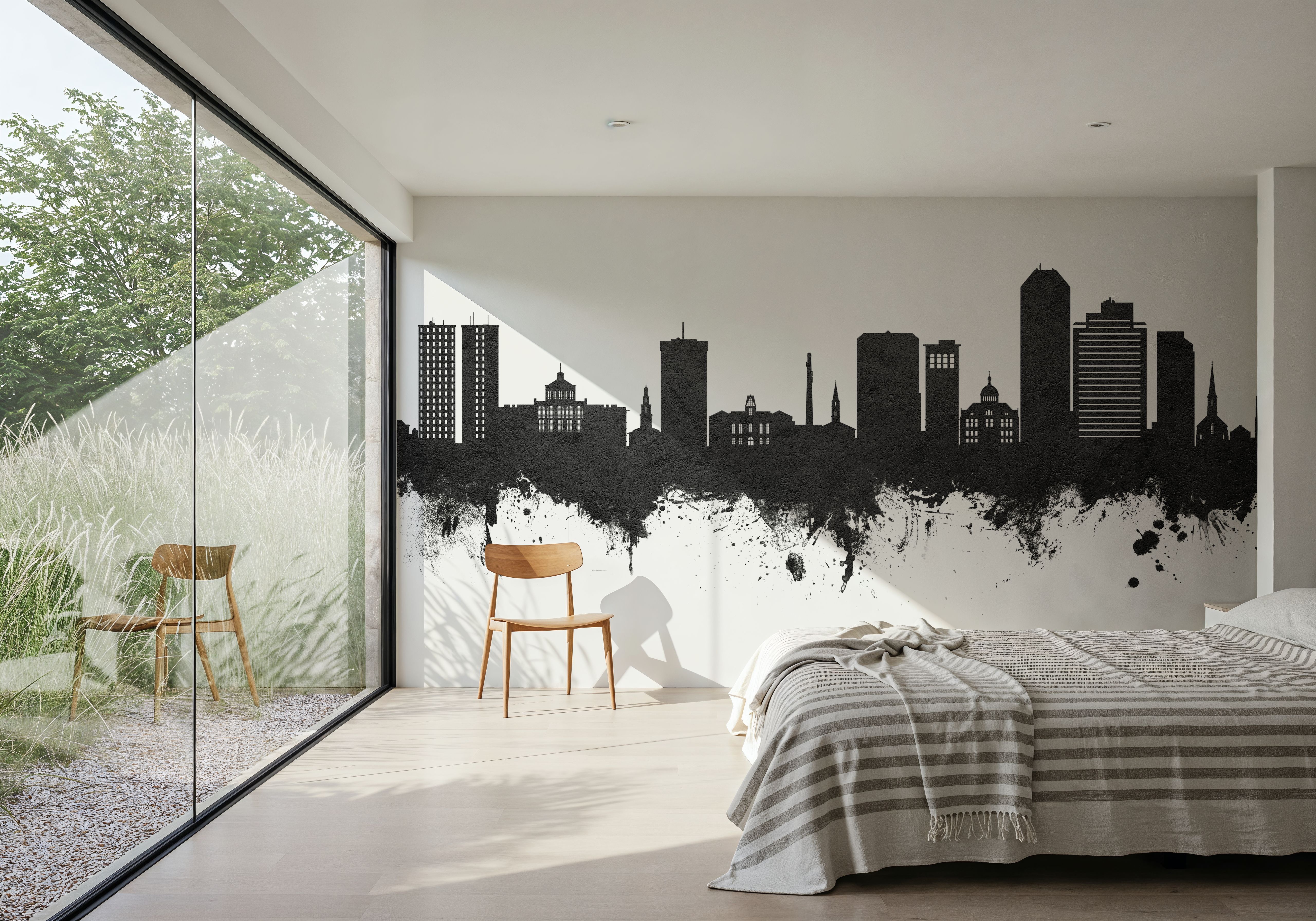 Lexington Kentucky Skyline Black & White, Wallpaper