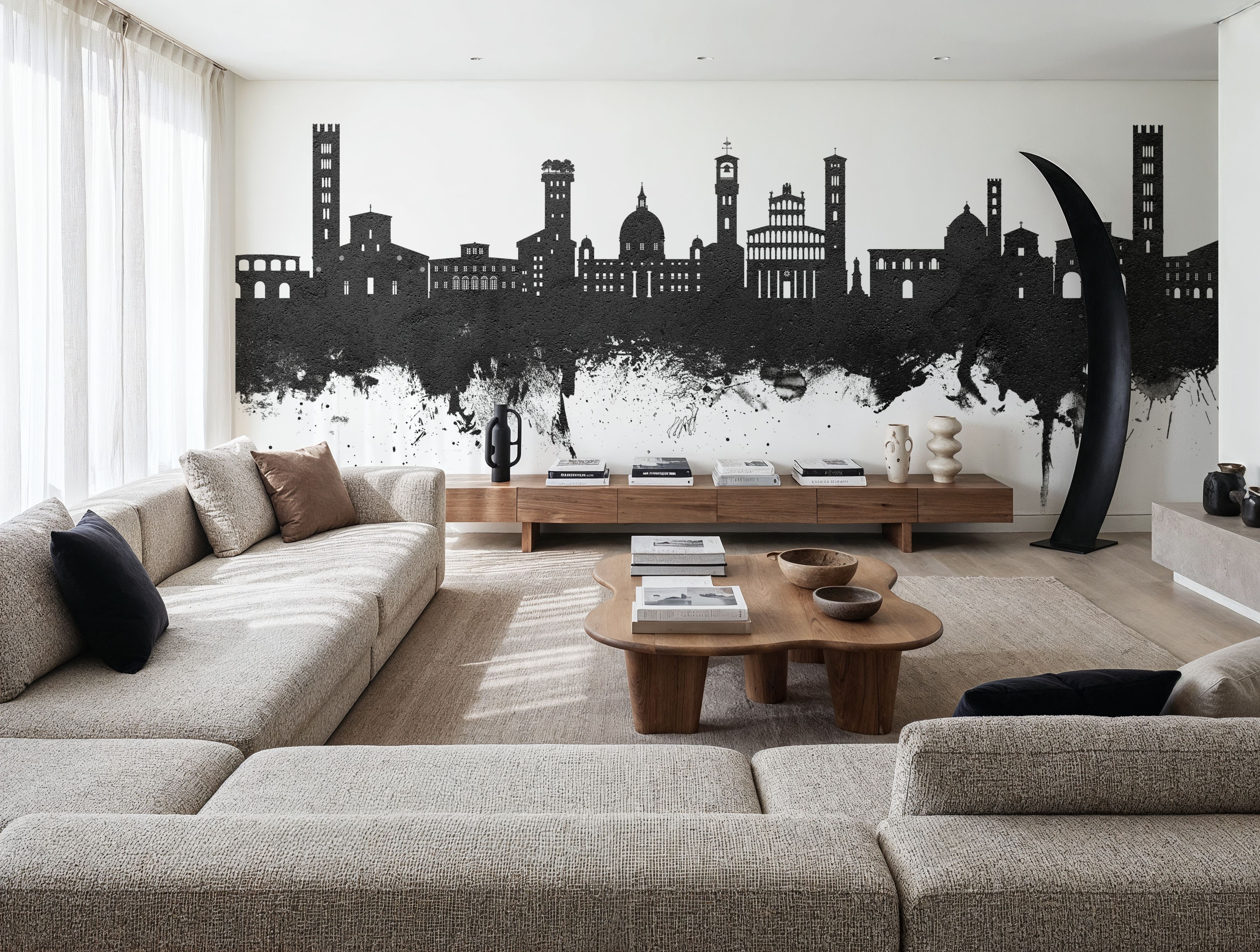 Lucca Italy Skyline Black & White