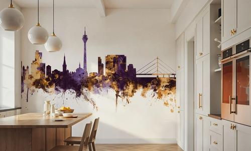 Düsseldorf Germany Skyline Purple & Gold