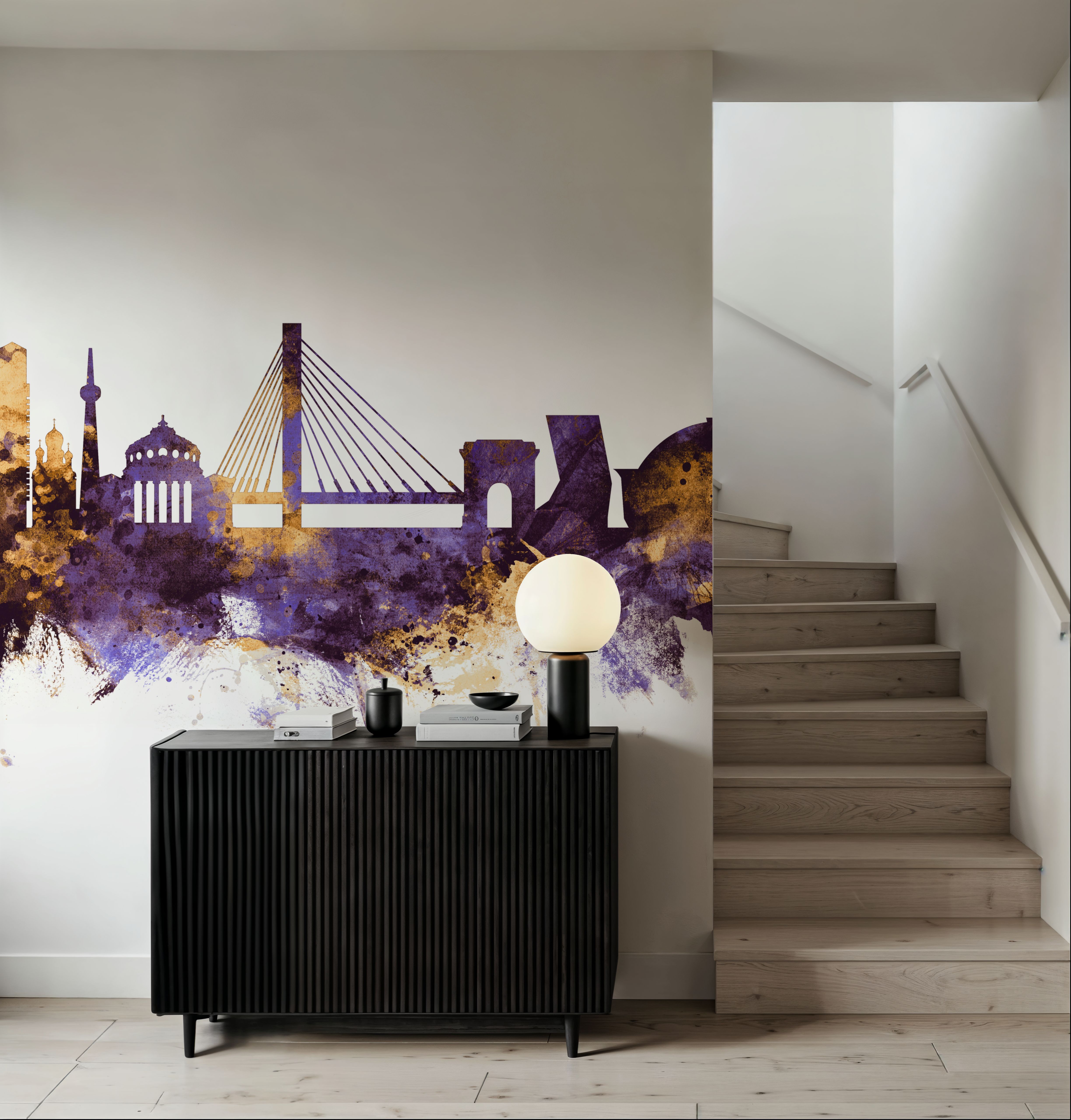 Bucharest Romania Skyline Purple & Gold