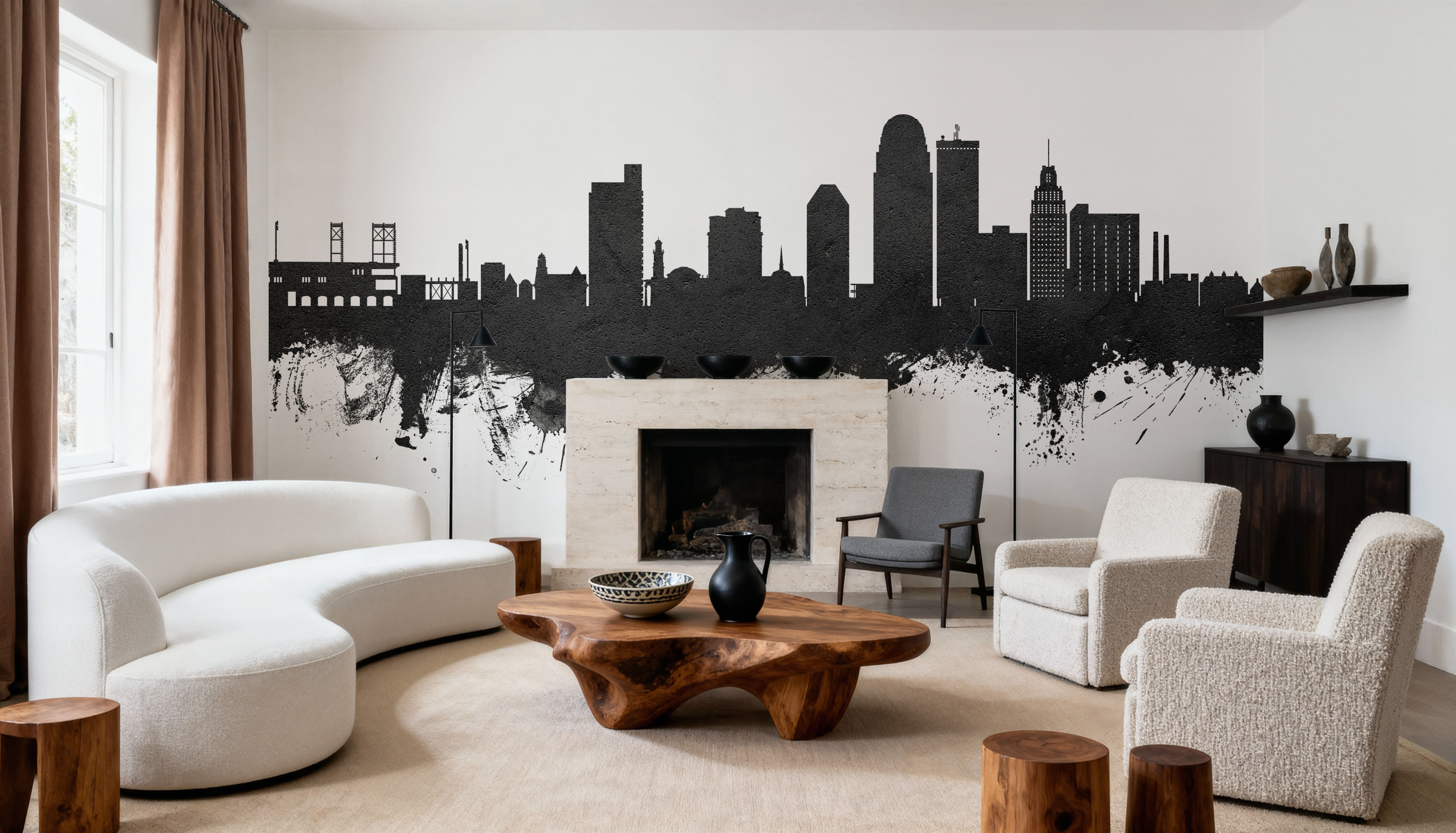 Winston-Salem North Carolina Skyline Black & White